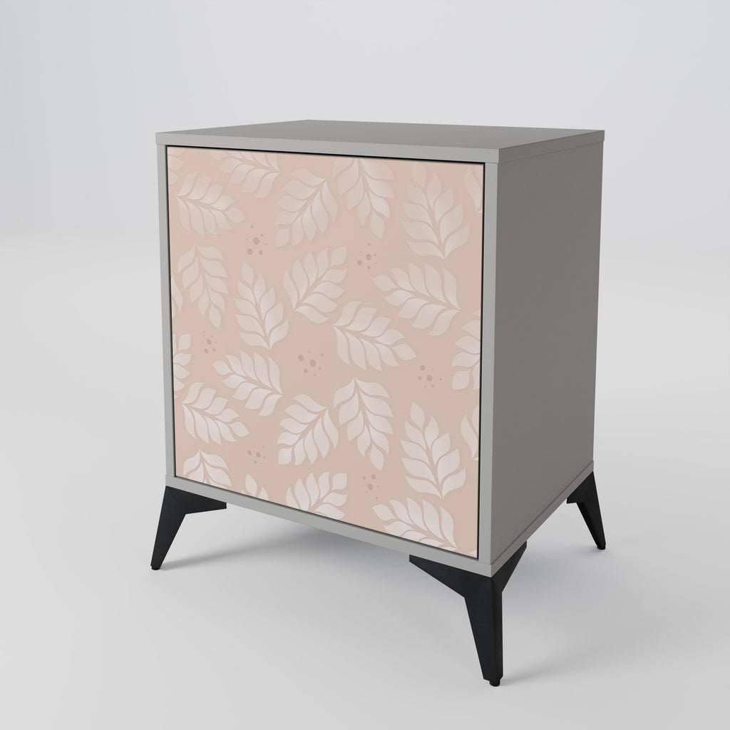 LEAVES ON BEIGE 1-Door Sideboard in Grey Finish