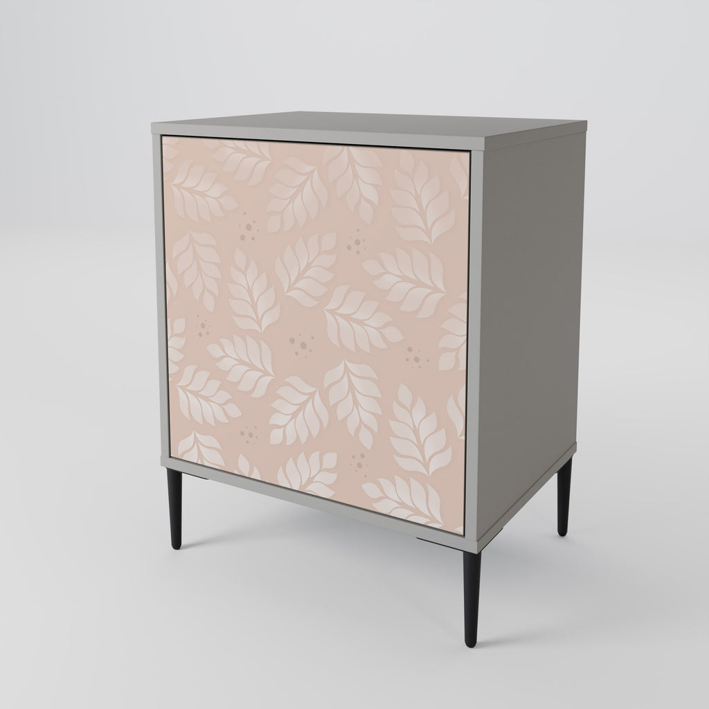 LEAVES ON BEIGE 1-Door Sideboard in Grey Finish