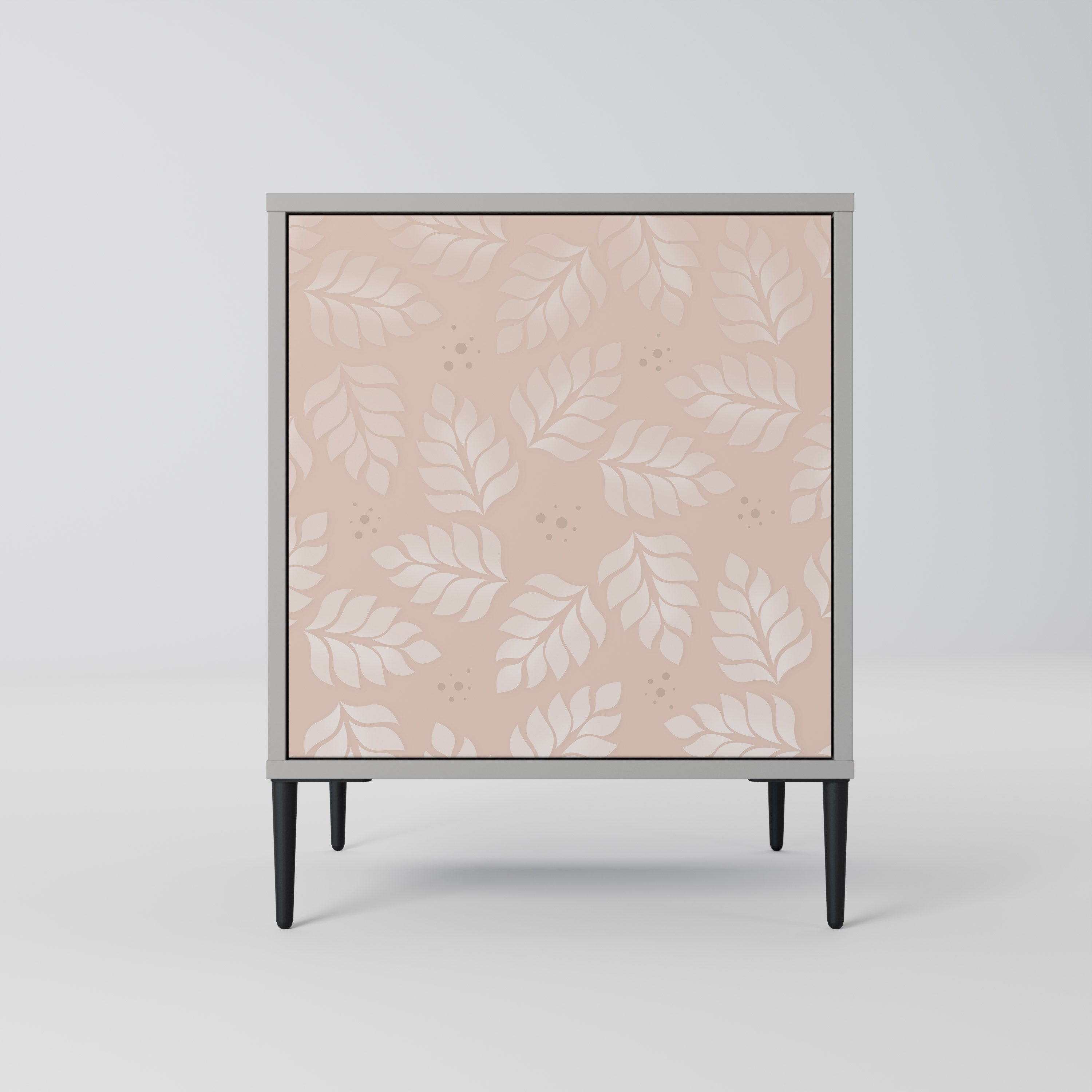 LEAVES ON BEIGE 1-Door Sideboard in Grey Finish