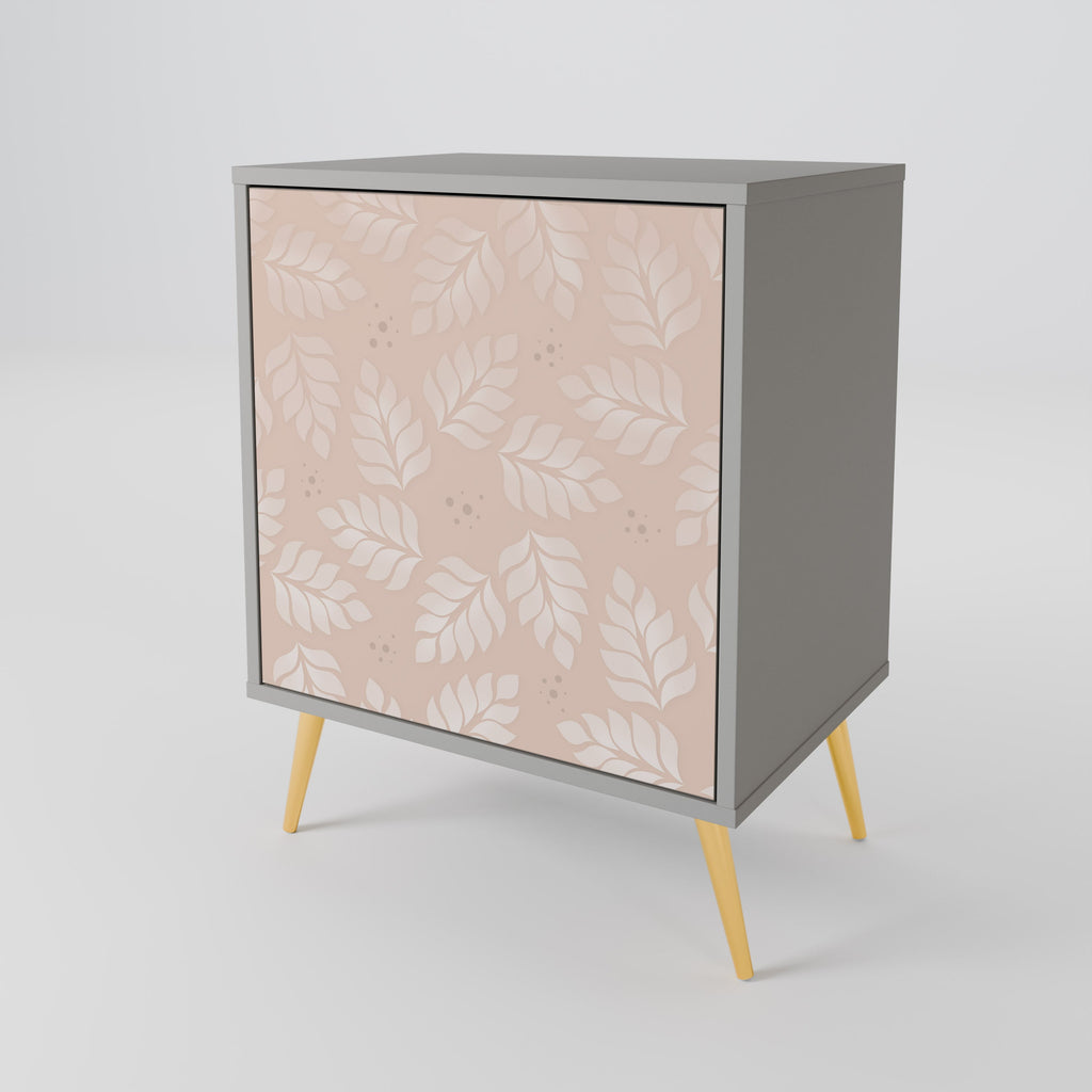 LEAVES ON BEIGE 1-Door Sideboard in Grey Finish