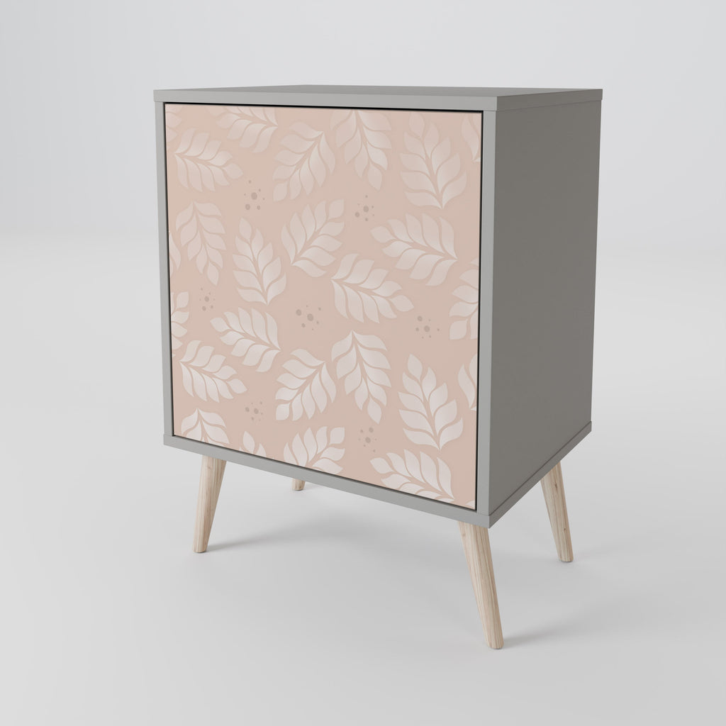 LEAVES ON BEIGE 1-Door Sideboard in Grey Finish