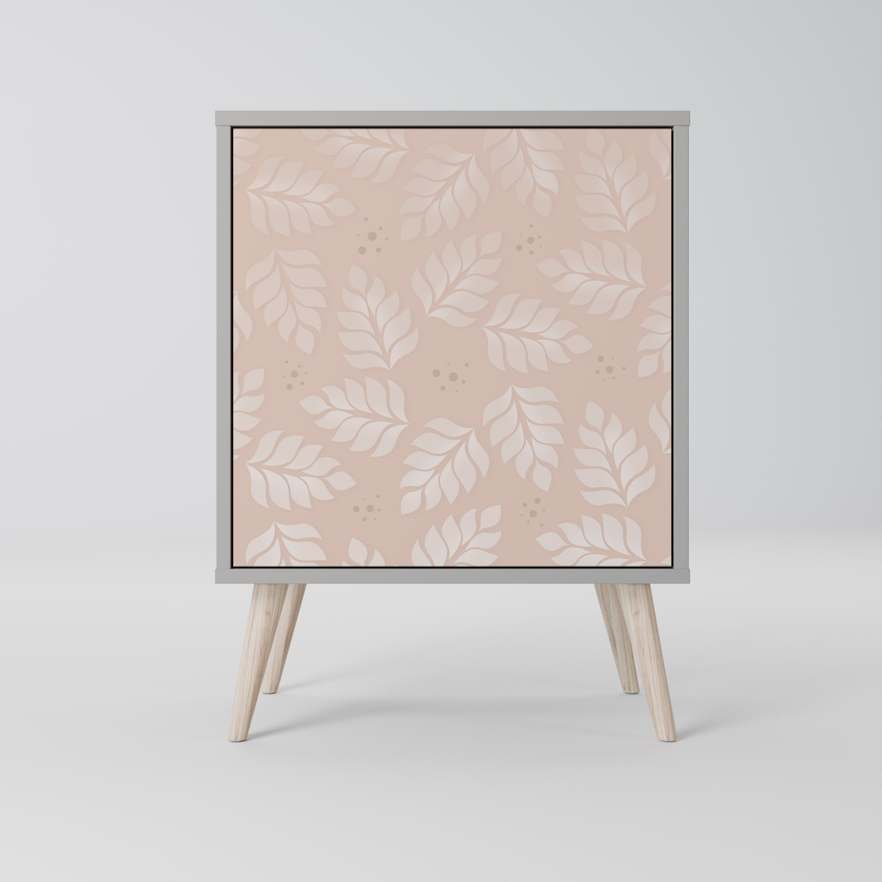 LEAVES ON BEIGE 1-Door Sideboard in Grey Finish