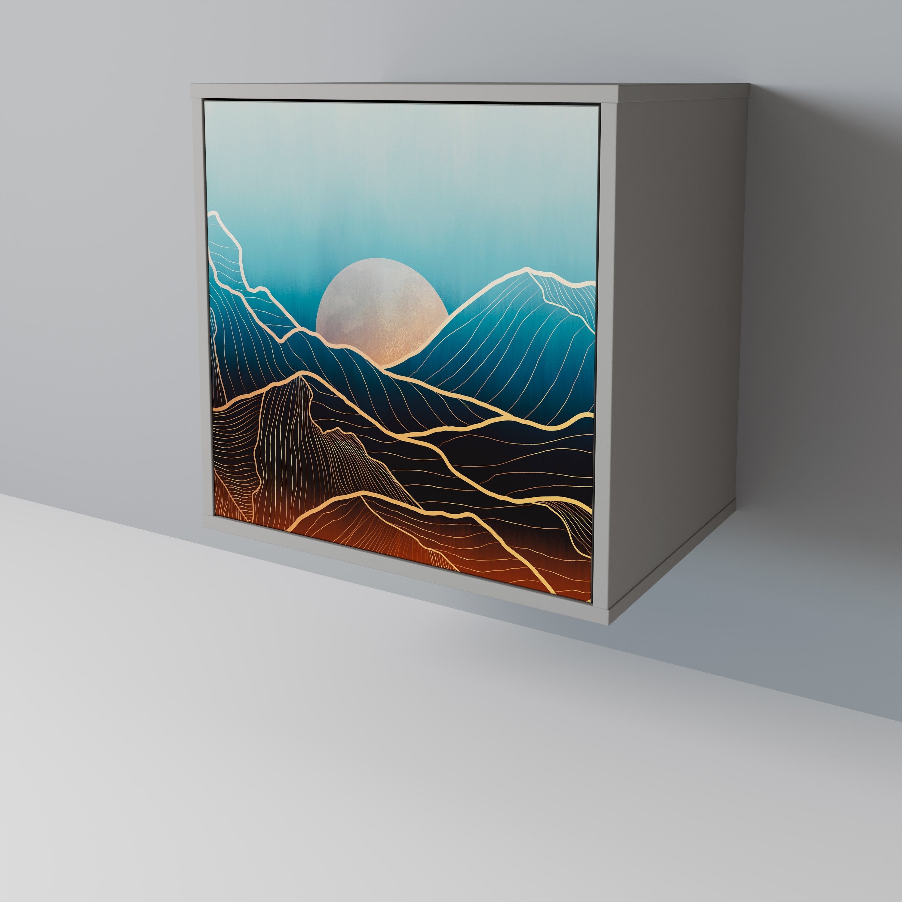 LUNAR SECRETS 1-Door Sideboard in Grey Finish