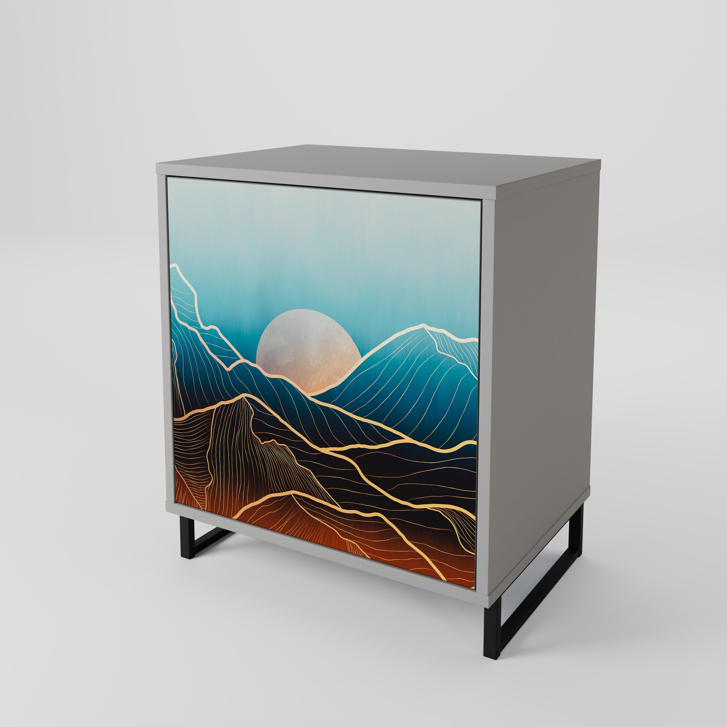 LUNAR SECRETS 1-Door Sideboard in Grey Finish