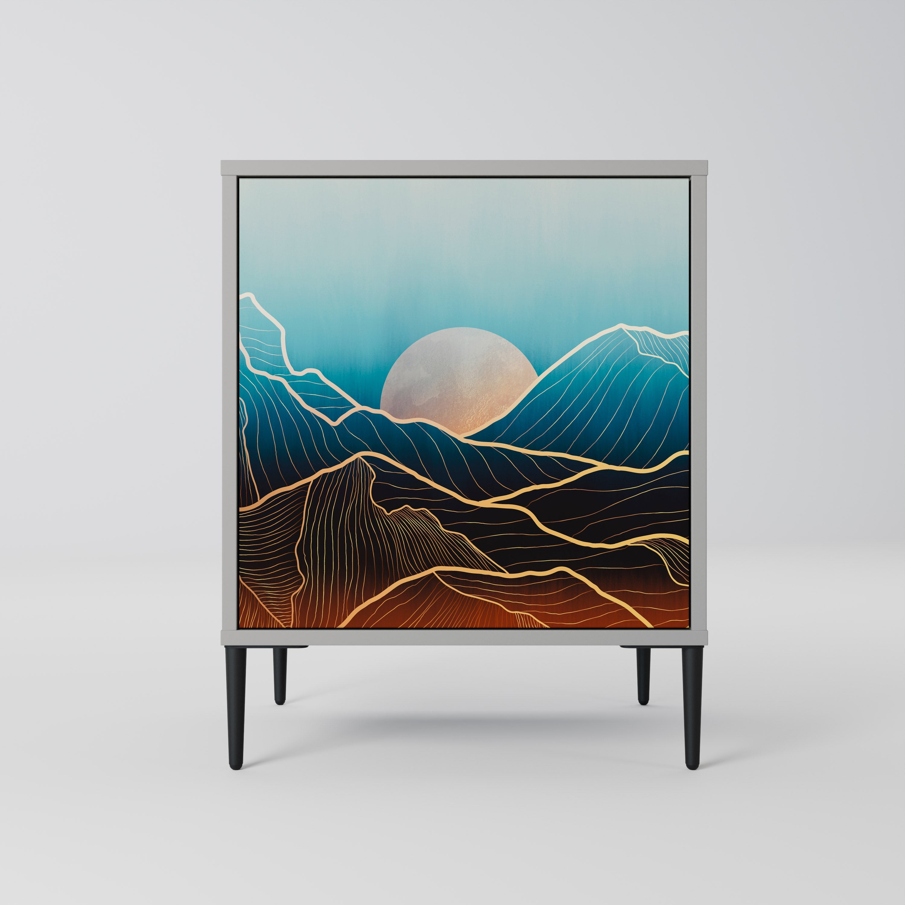 LUNAR SECRETS 1-Door Sideboard in Grey Finish