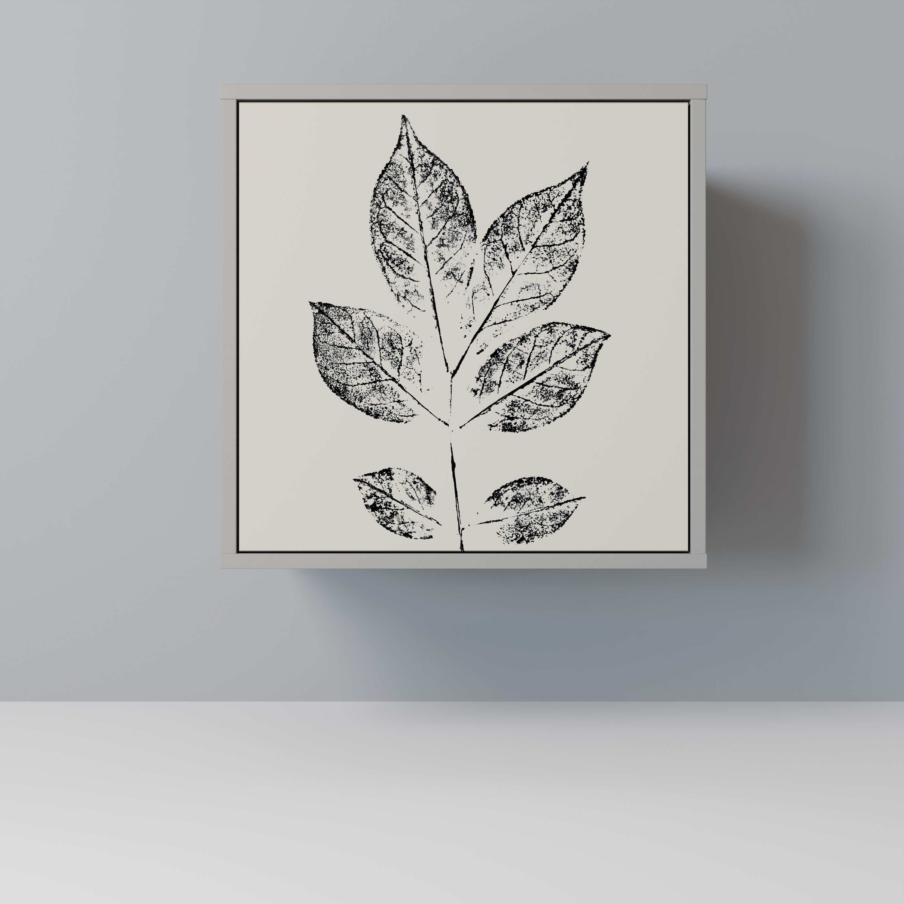 LEAFY STAMPS 1-Door Sideboard in Grey Finish