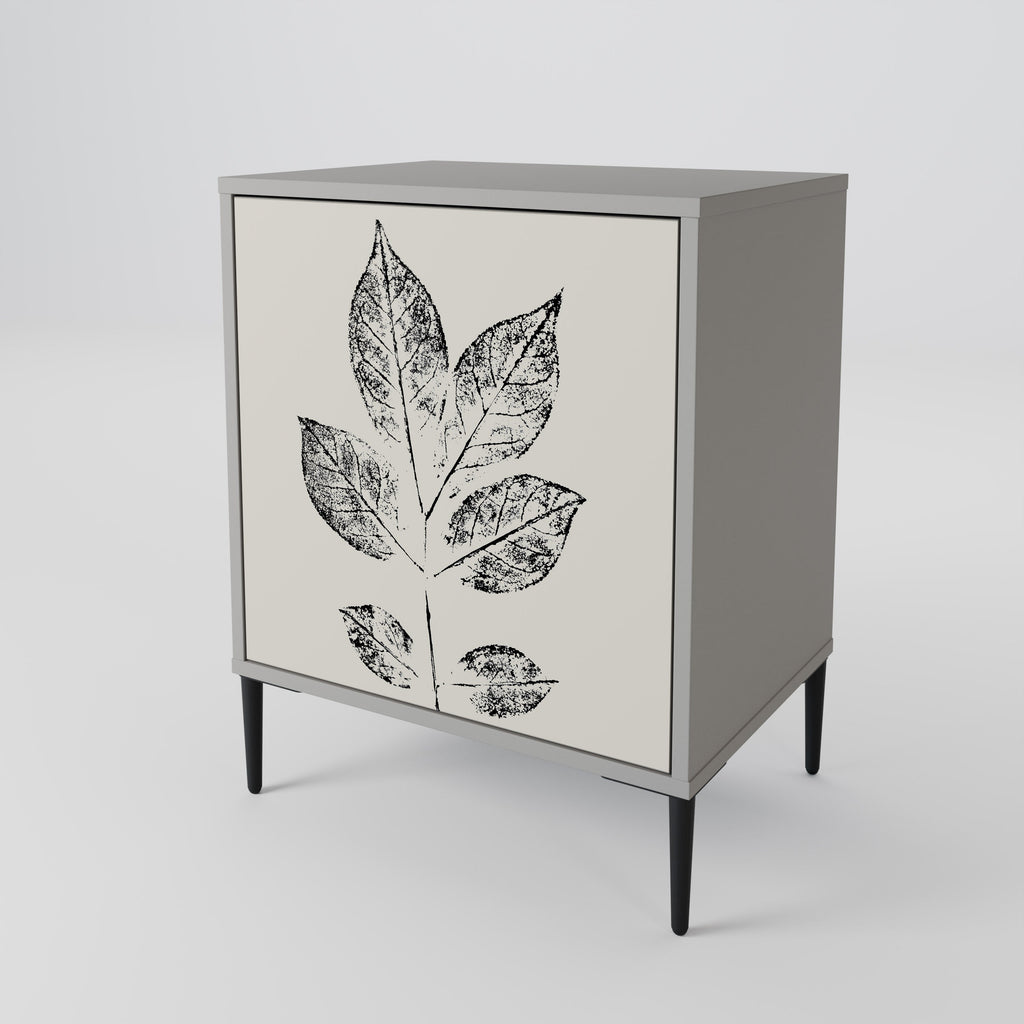 LEAFY STAMPS 1-Door Sideboard in Grey Finish