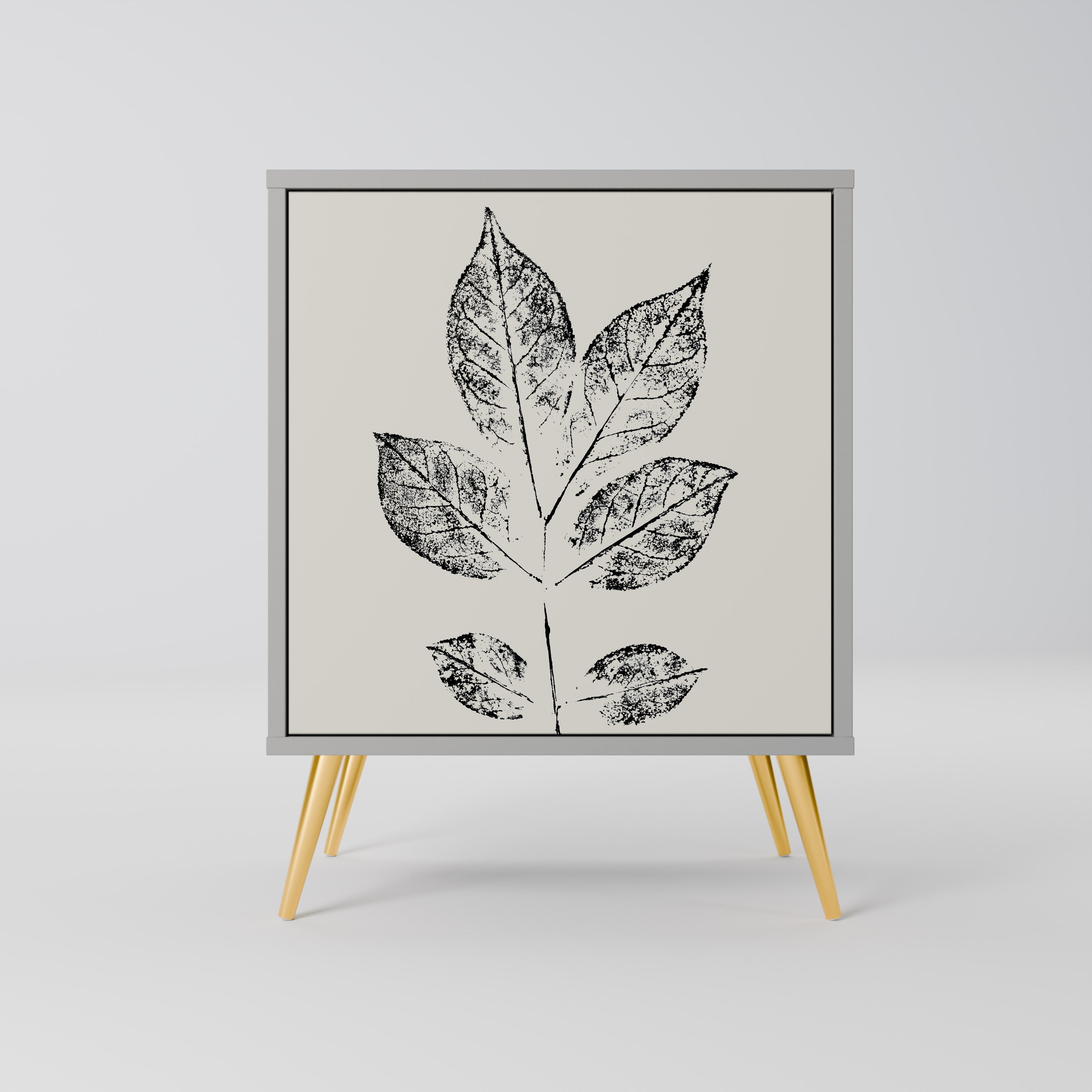 LEAFY STAMPS 1-Door Sideboard in Grey Finish