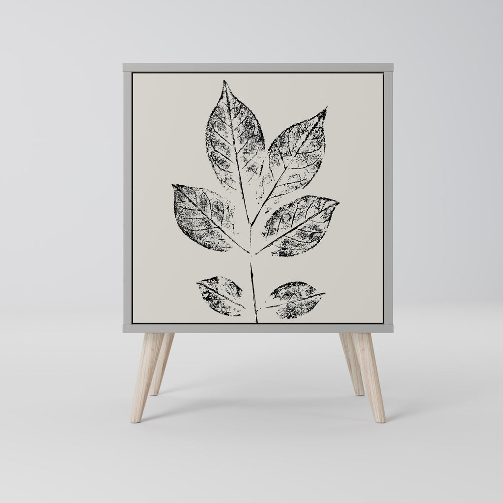 LEAFY STAMPS 1-Door Sideboard in Grey Finish
