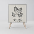 LEAFY STAMPS 1-Door Sideboard in Grey Finish