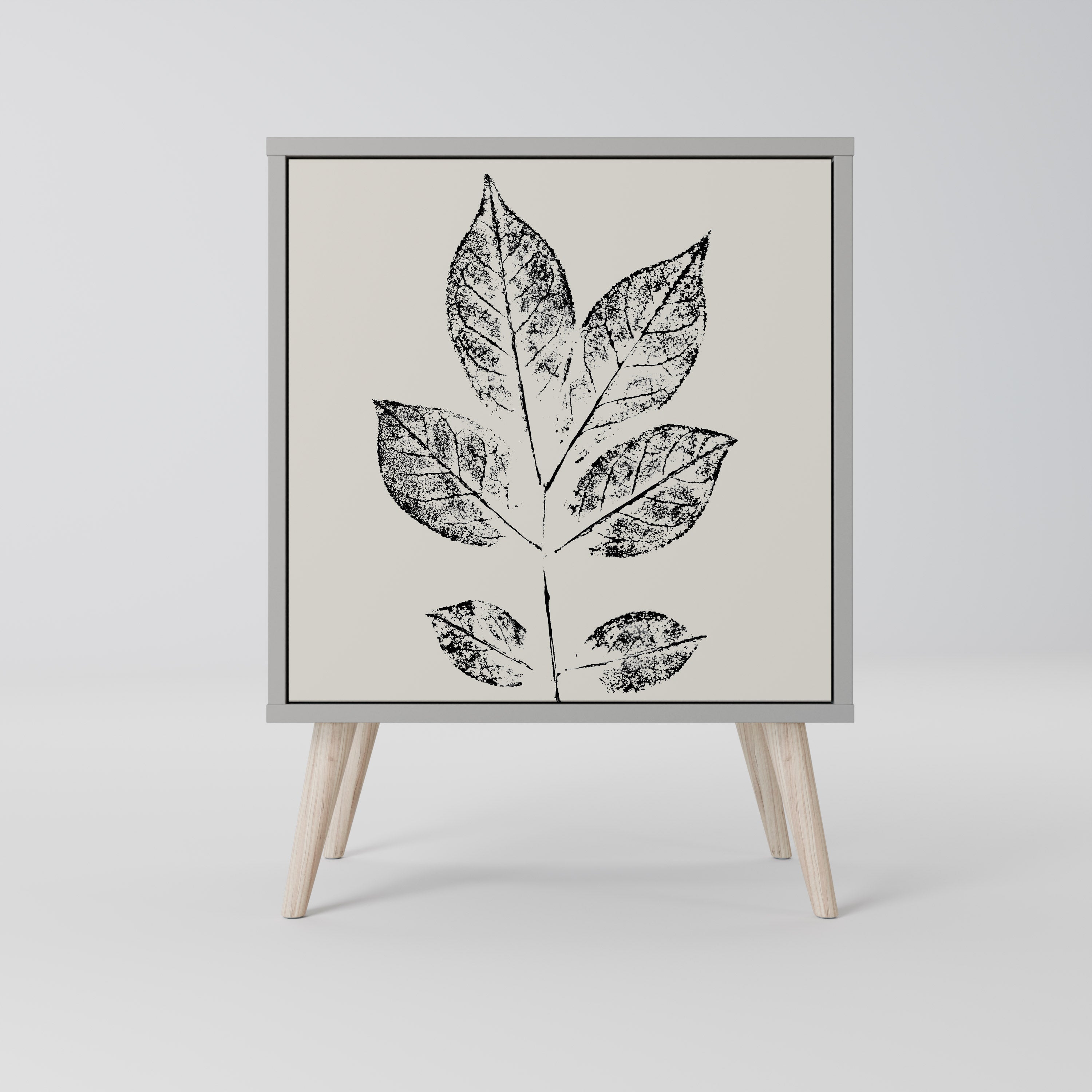 LEAFY STAMPS 1-Door Sideboard in Grey Finish