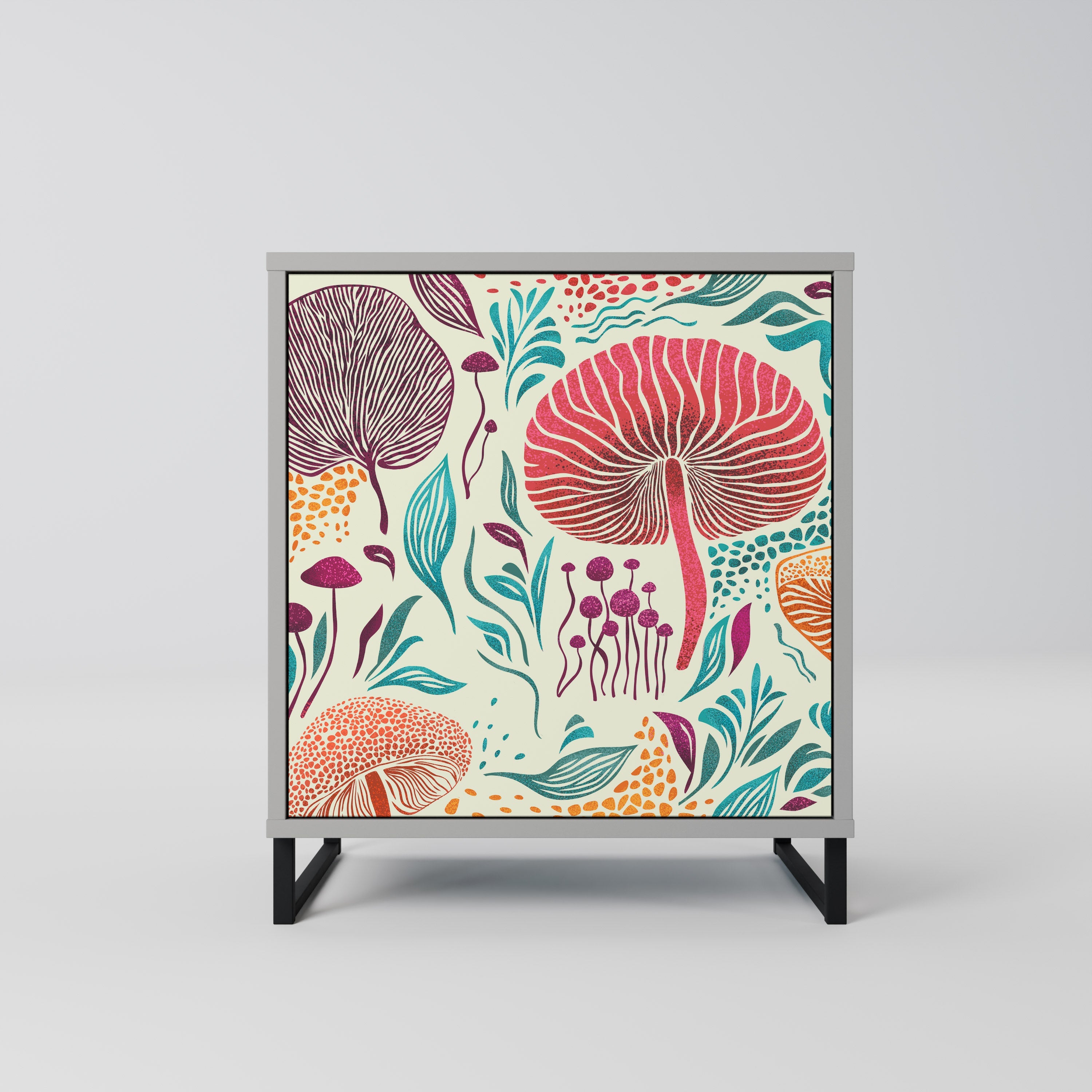 FUNGUS FANTASY 1-Door Sideboard in Grey Finish