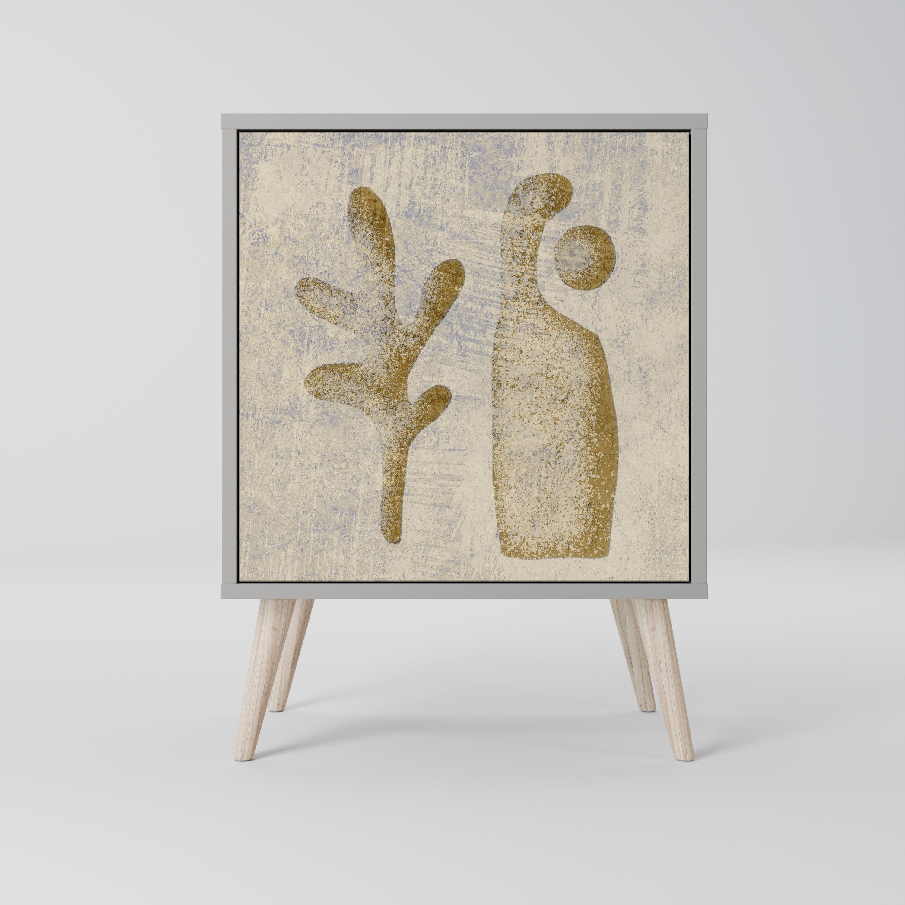 SAND SCULPTURES Aparador de 1 Porta em Acabamento Cinzento