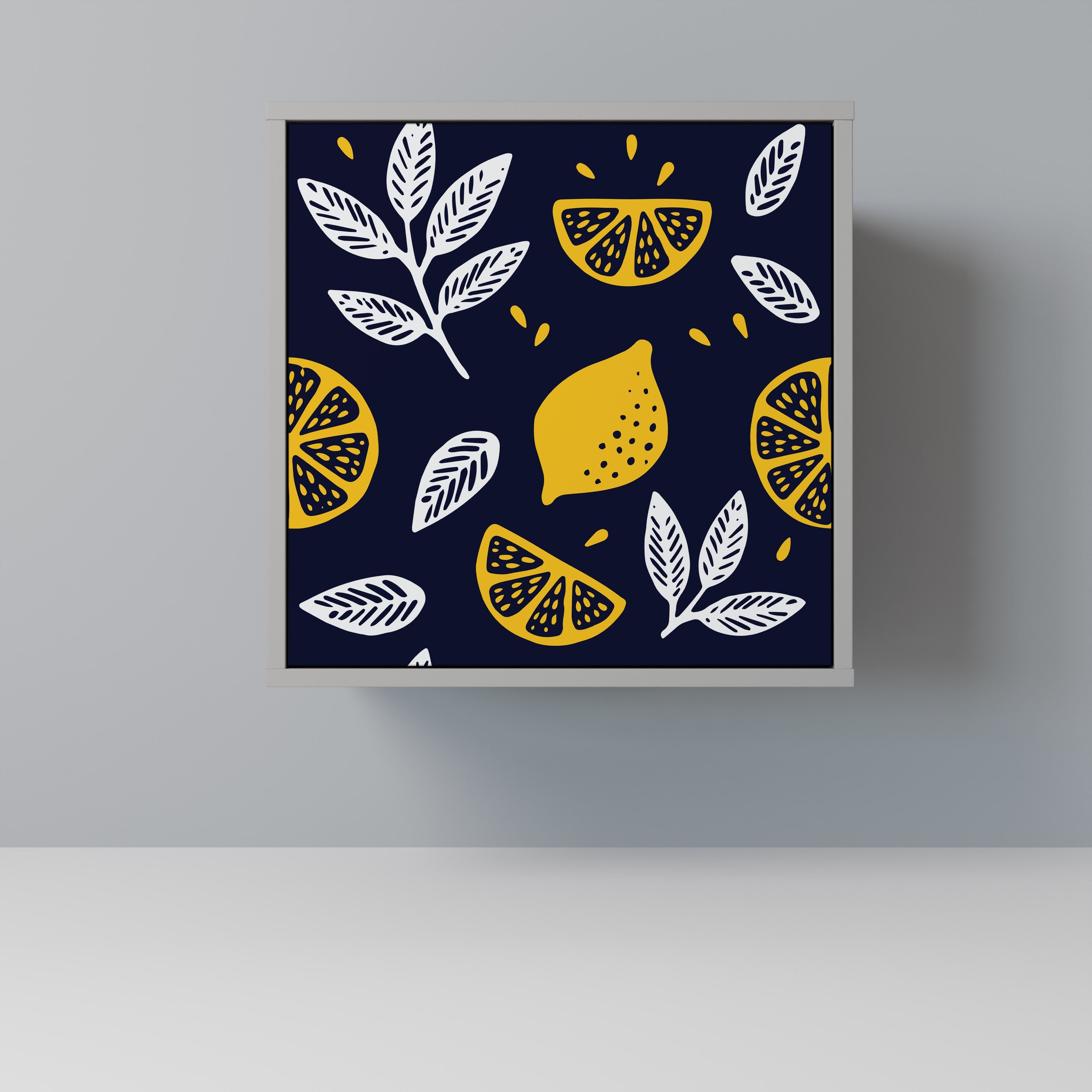 CITRUS BLACK AND WHITE 1-Door Sideboard in Grey Finish