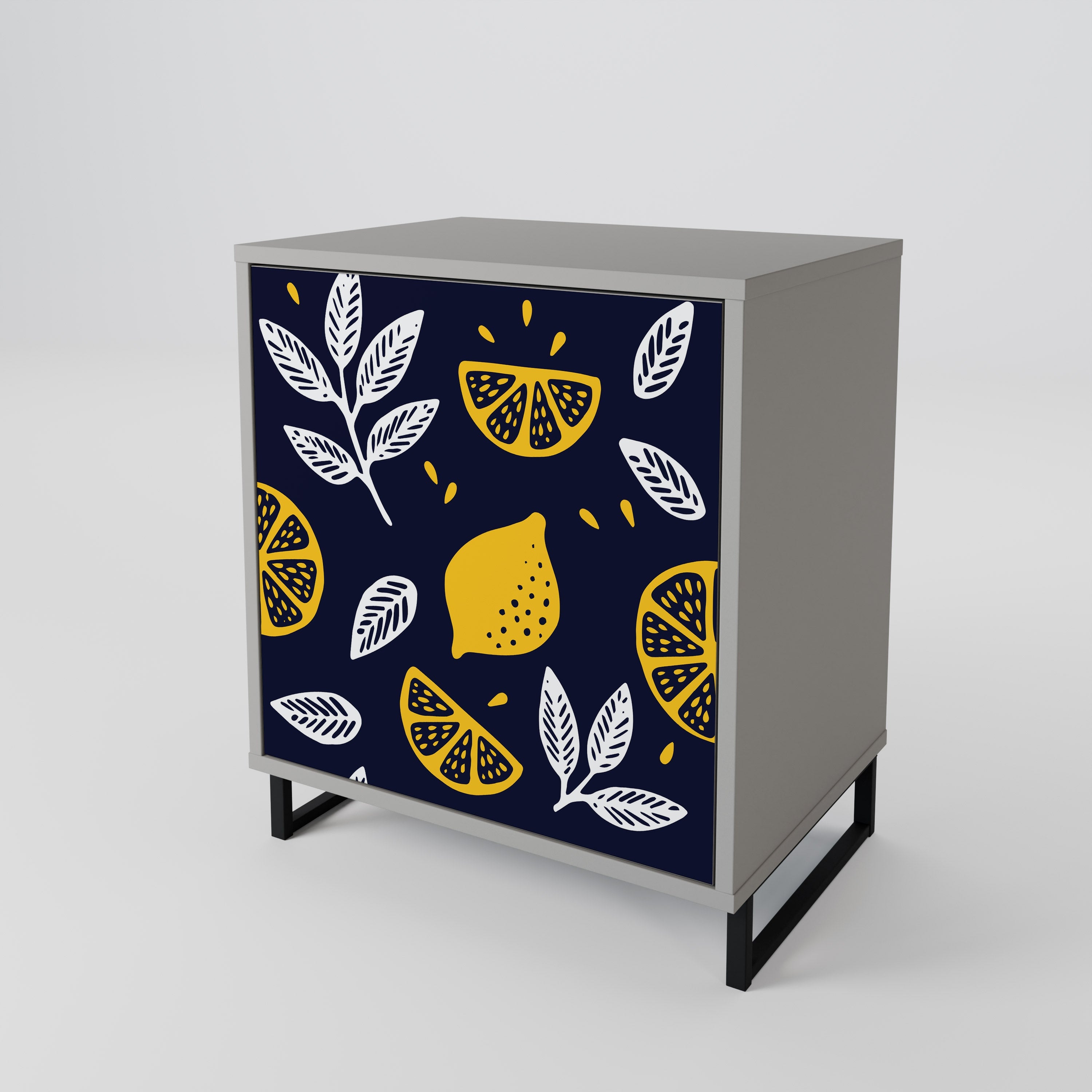 CITRUS BLACK AND WHITE 1-Door Sideboard in Grey Finish