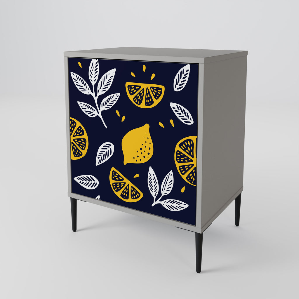 CITRUS BLACK AND WHITE 1-Door Sideboard in Grey Finish