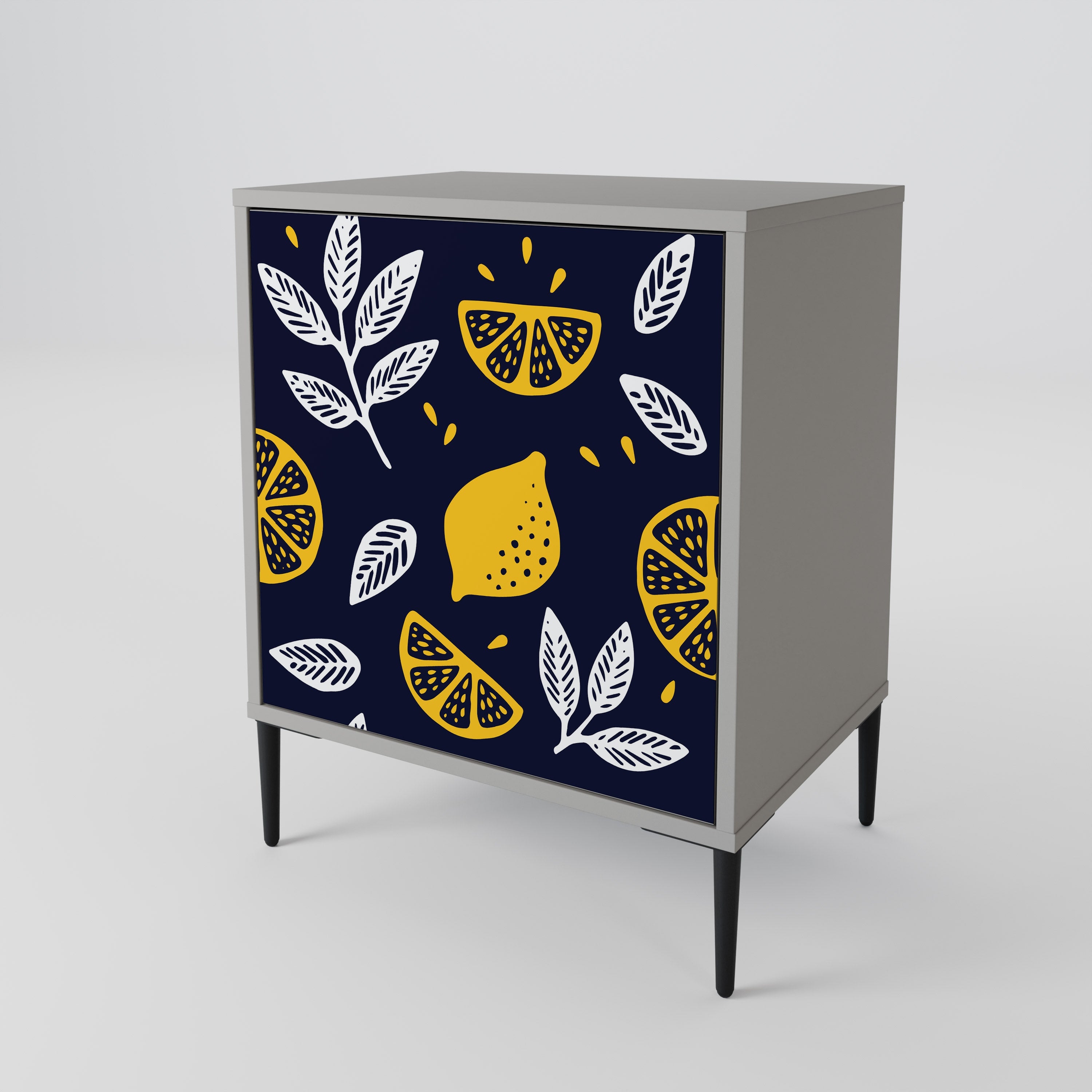 CITRUS BLACK AND WHITE 1-Door Sideboard in Grey Finish