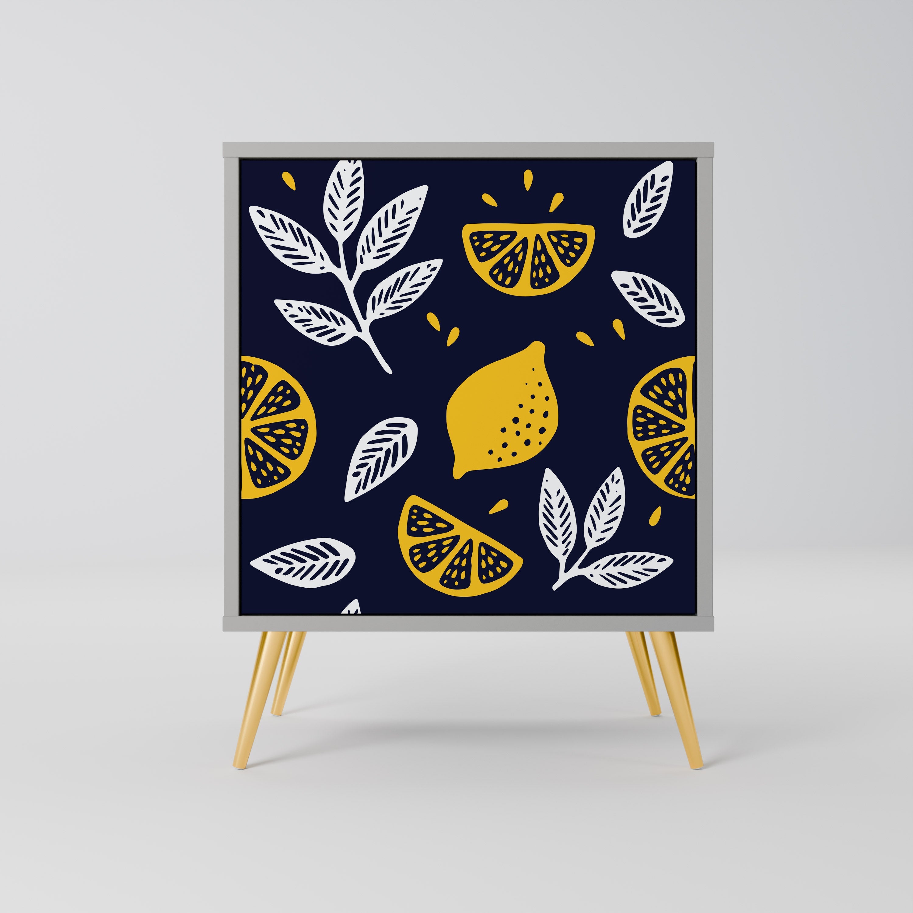 CITRUS BLACK AND WHITE 1-Door Sideboard in Grey Finish