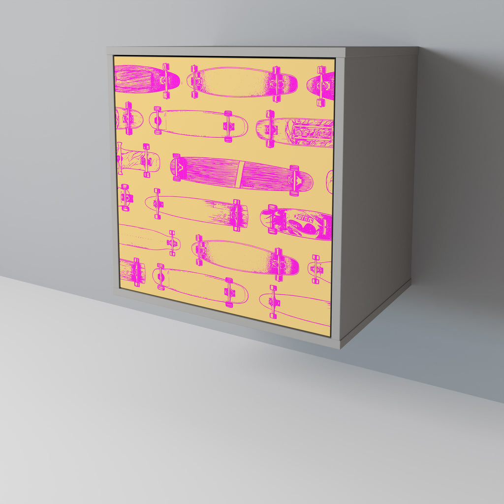 SKATEBOARD ARTISTRY Aparador de 1 Porta em Acabamento Cinzento