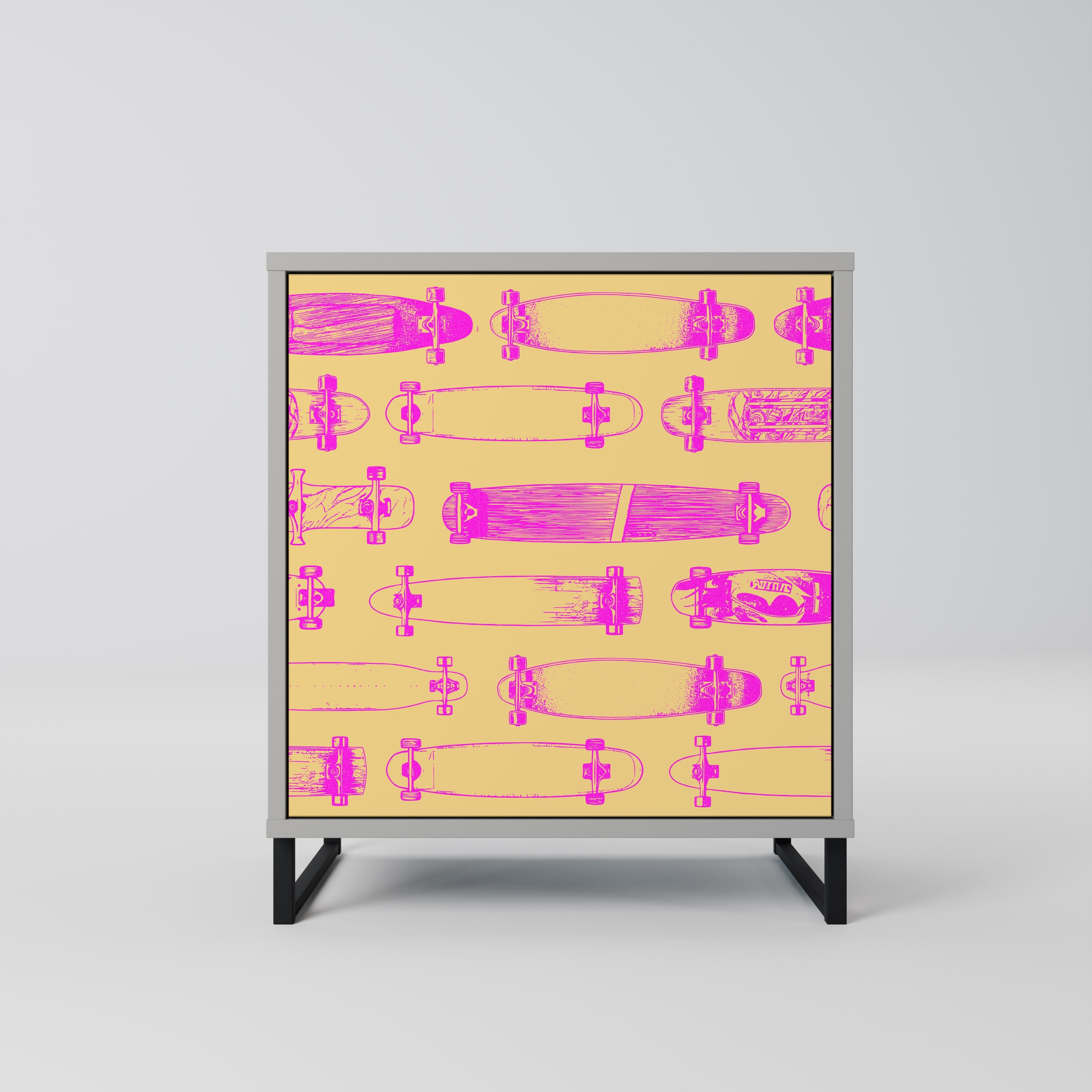 SKATEBOARD ARTISTRY Aparador de 1 Porta em Acabamento Cinzento