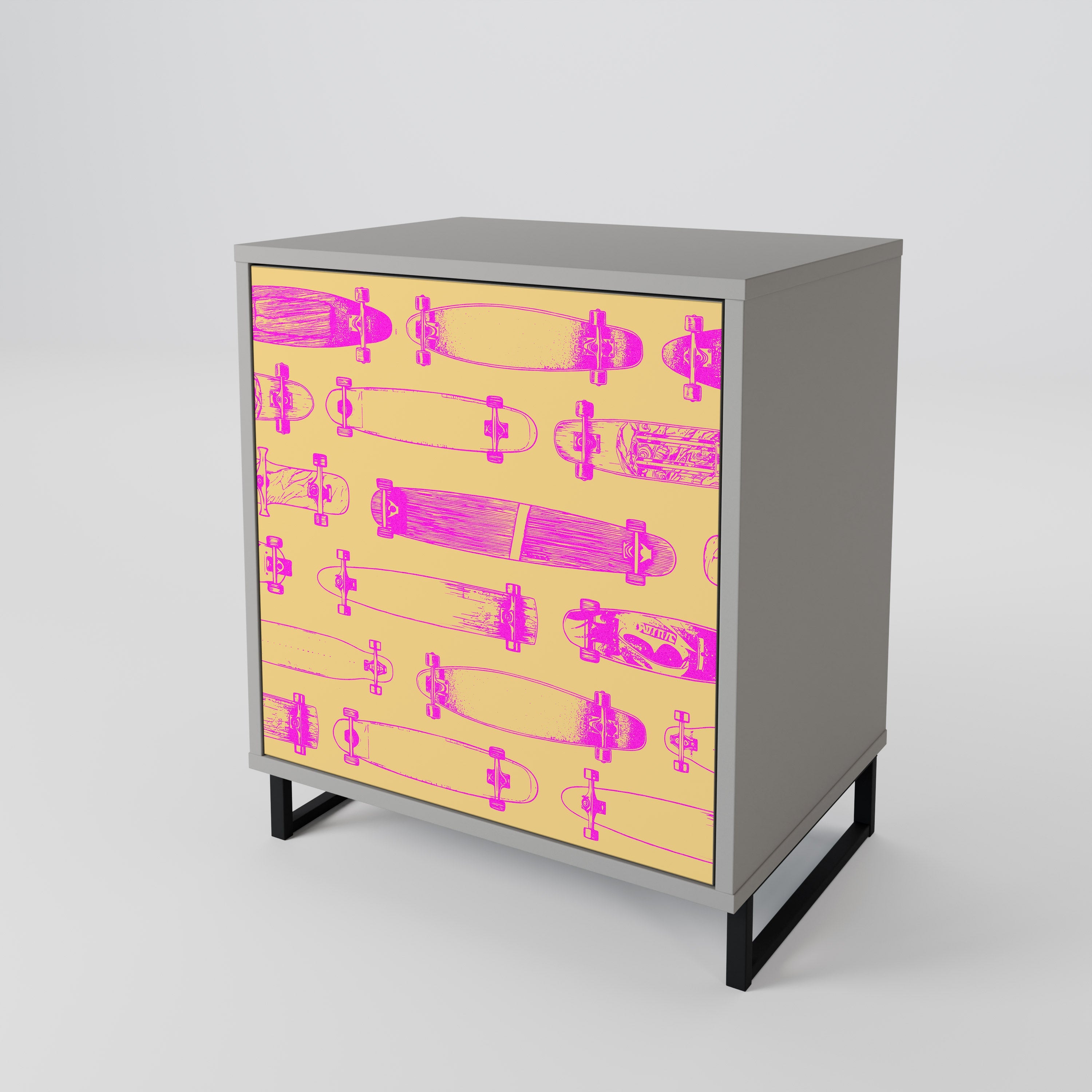 SKATEBOARD ARTISTRY Aparador de 1 Porta em Acabamento Cinzento