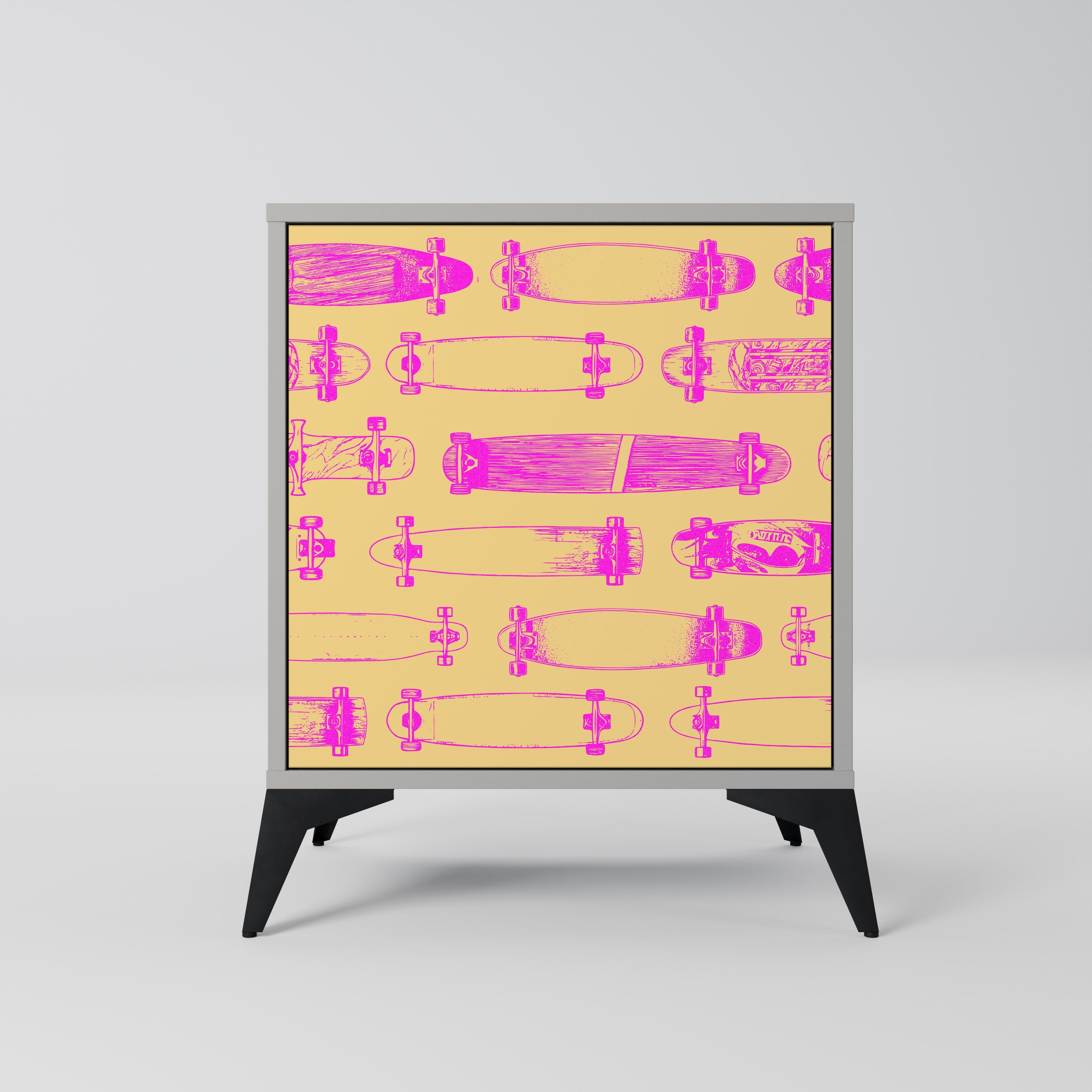 SKATEBOARD ARTISTRY Aparador de 1 Porta em Acabamento Cinzento