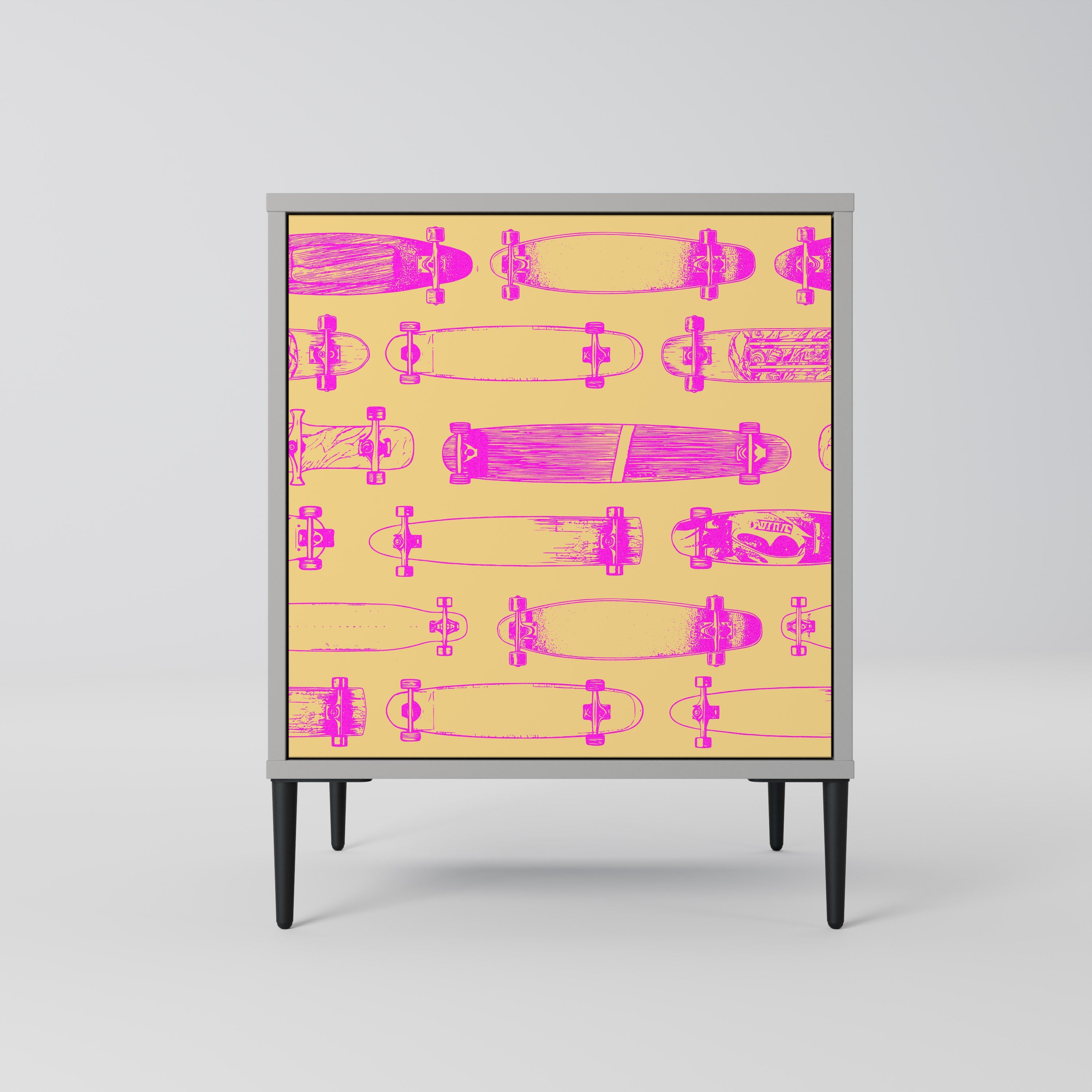 SKATEBOARD ARTISTRY Aparador de 1 Porta em Acabamento Cinzento