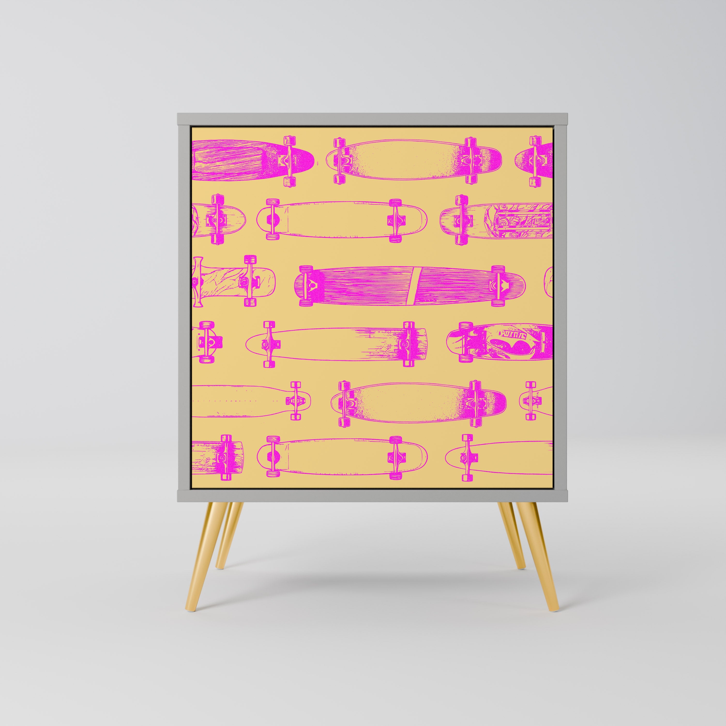 SKATEBOARD ARTISTRY Aparador de 1 Porta em Acabamento Cinzento