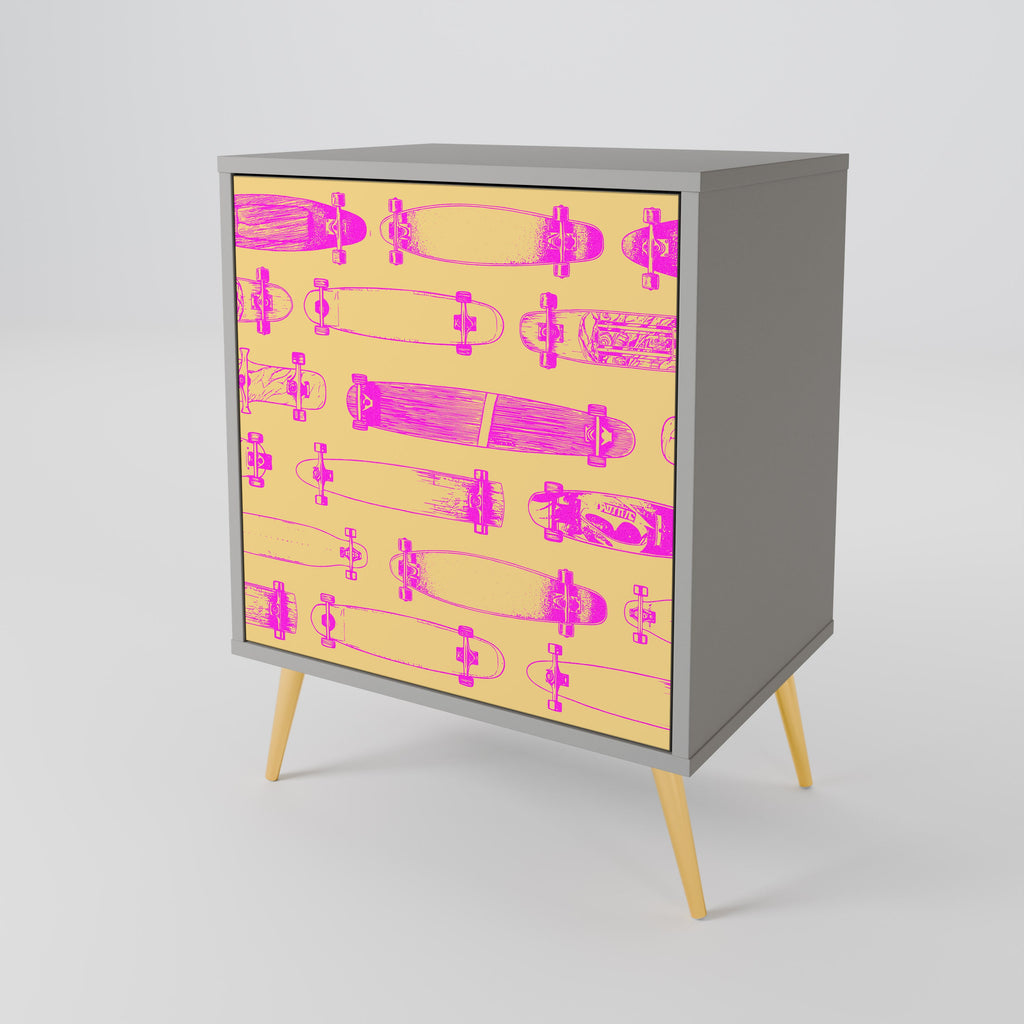 SKATEBOARD ARTISTRY Aparador de 1 Porta em Acabamento Cinzento