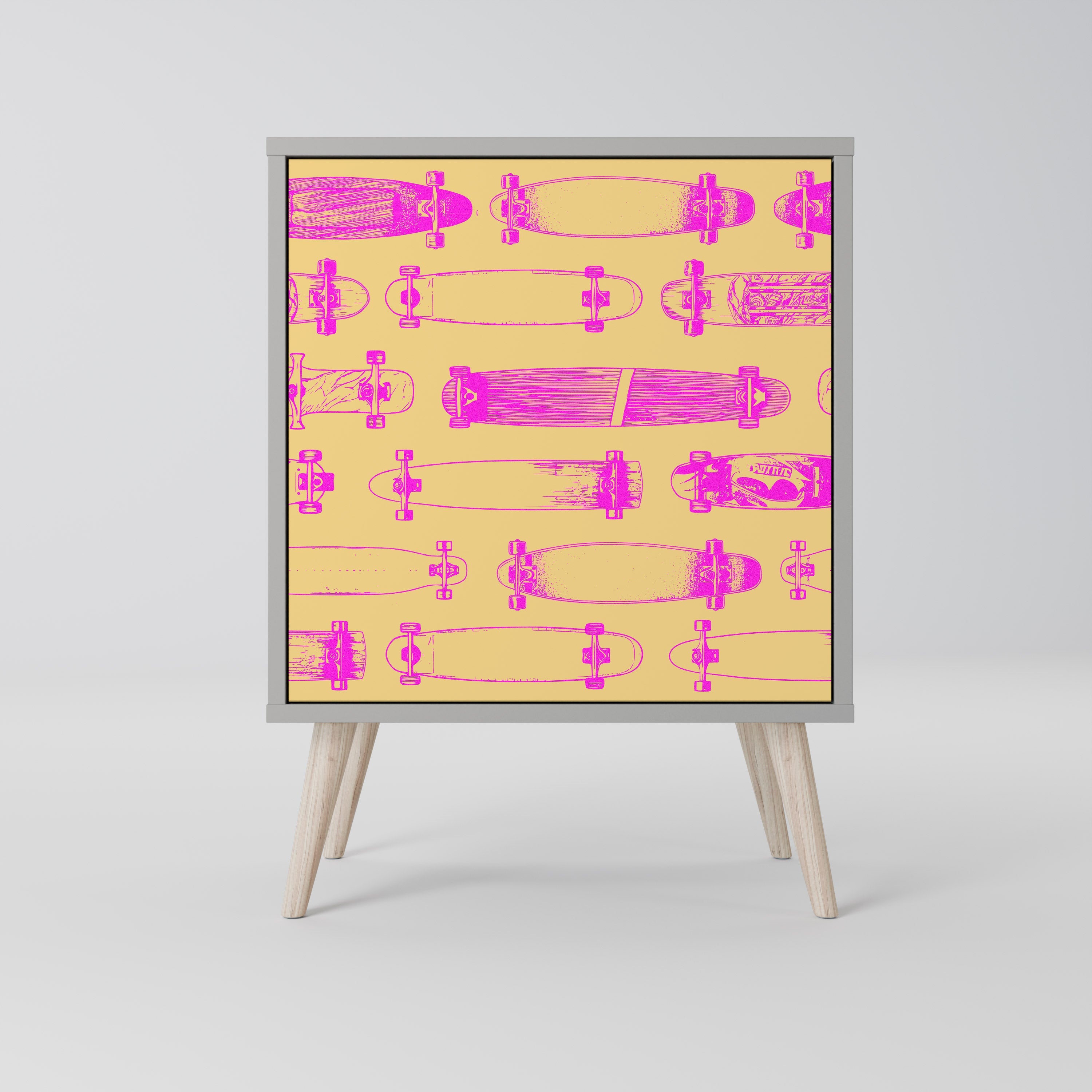 SKATEBOARD ARTISTRY Aparador de 1 Porta em Acabamento Cinzento