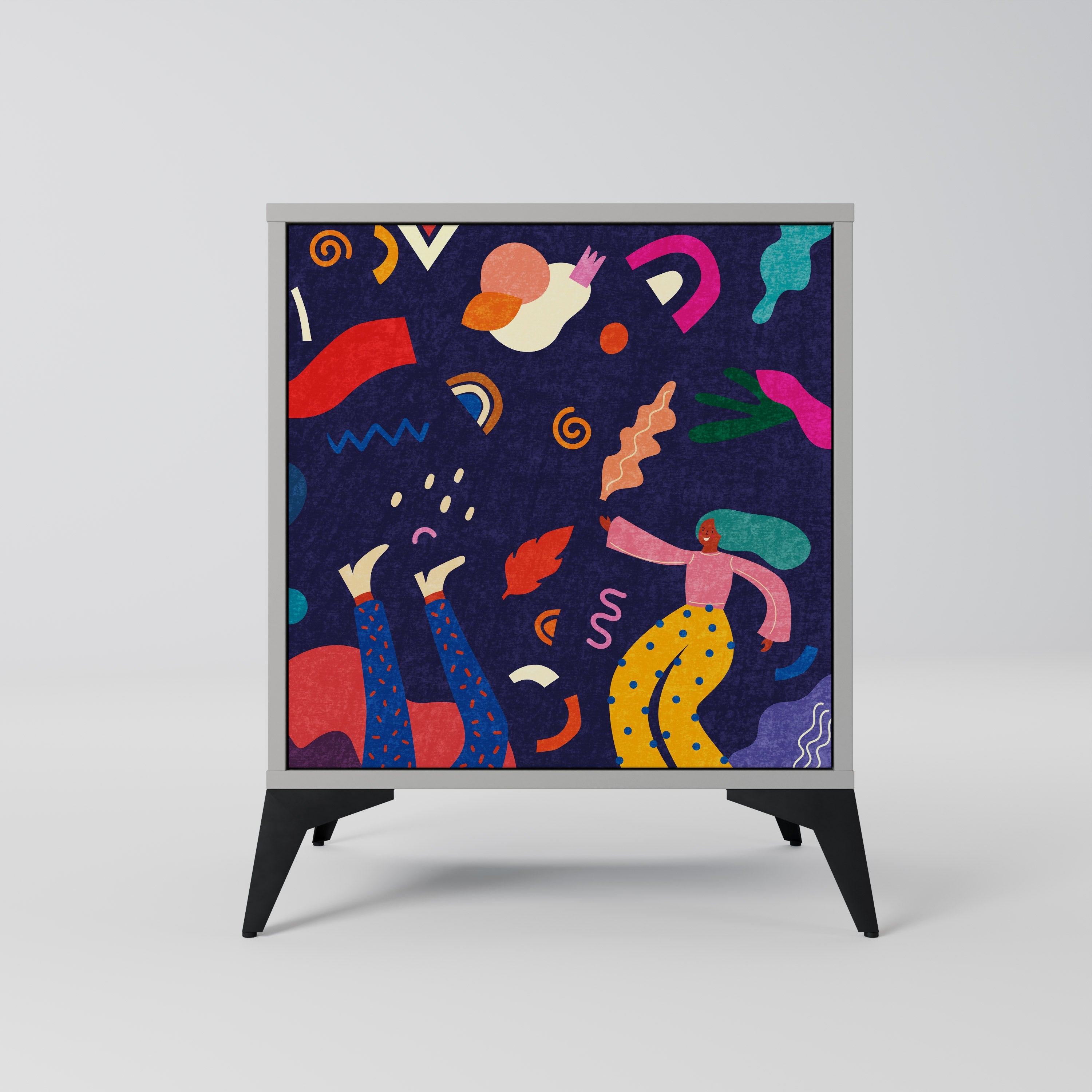 FESTIVE PLEASURES 1-Door Sideboard in Grey Finish