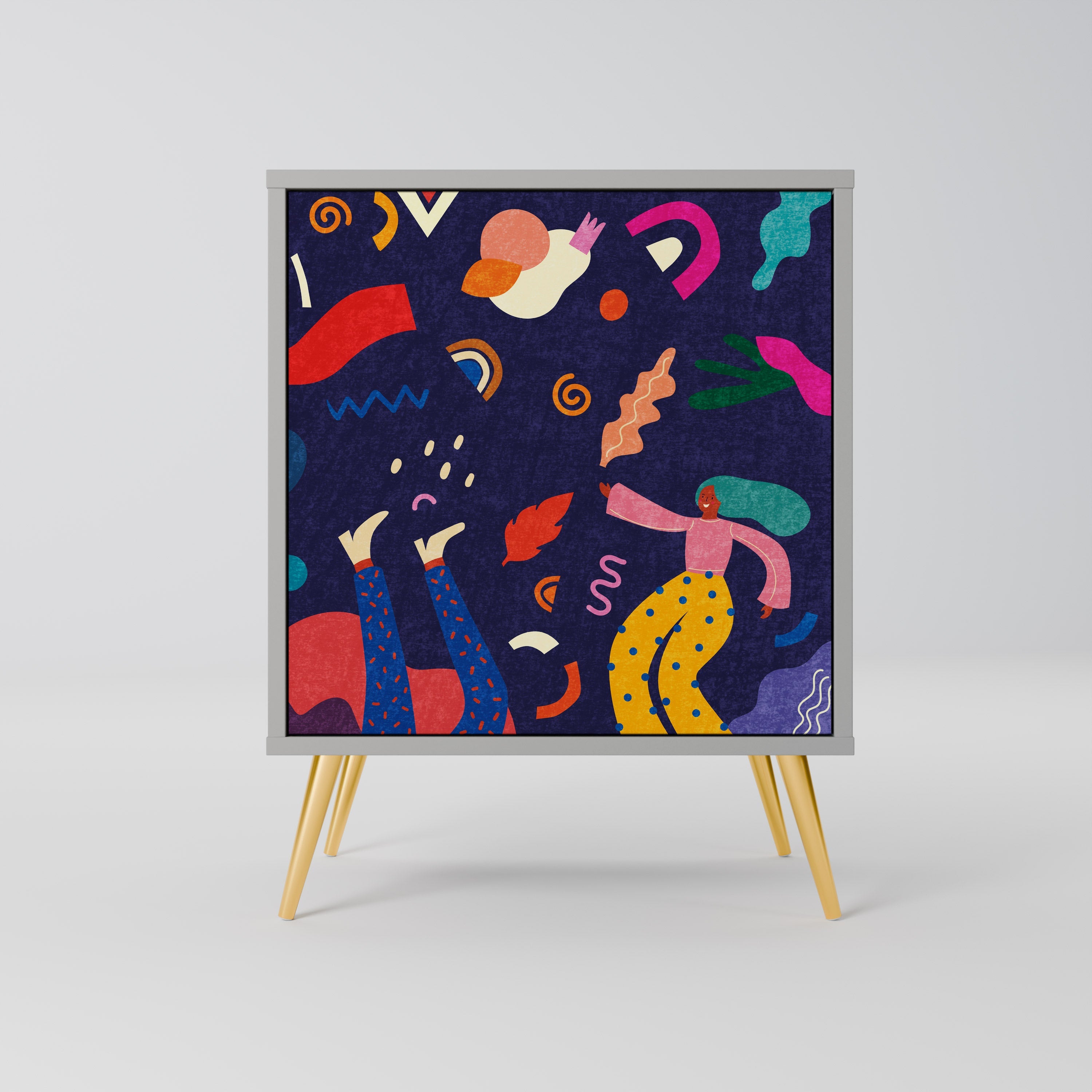 FESTIVE PLEASURES 1-Door Sideboard in Grey Finish