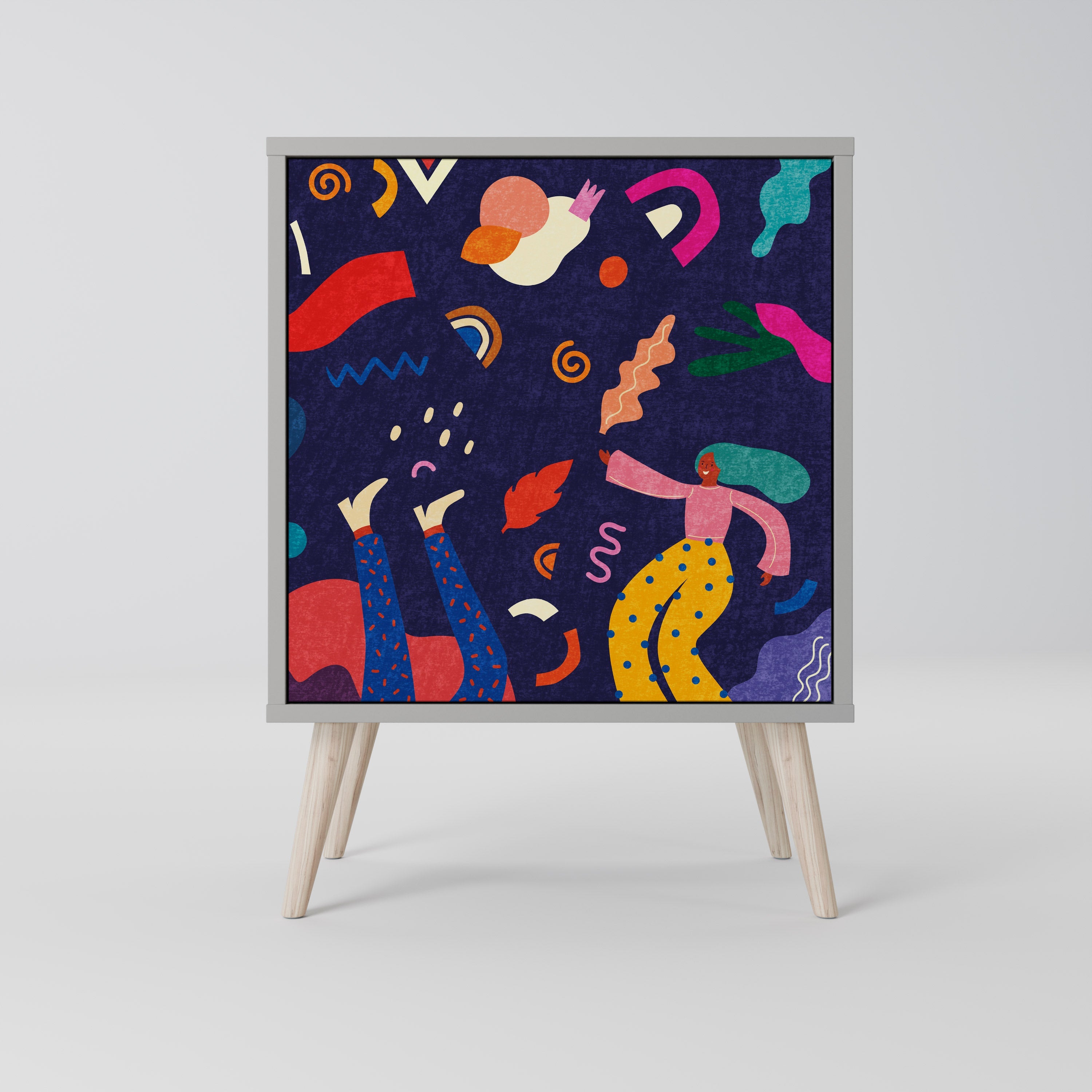 FESTIVE PLEASURES 1-Door Sideboard in Grey Finish