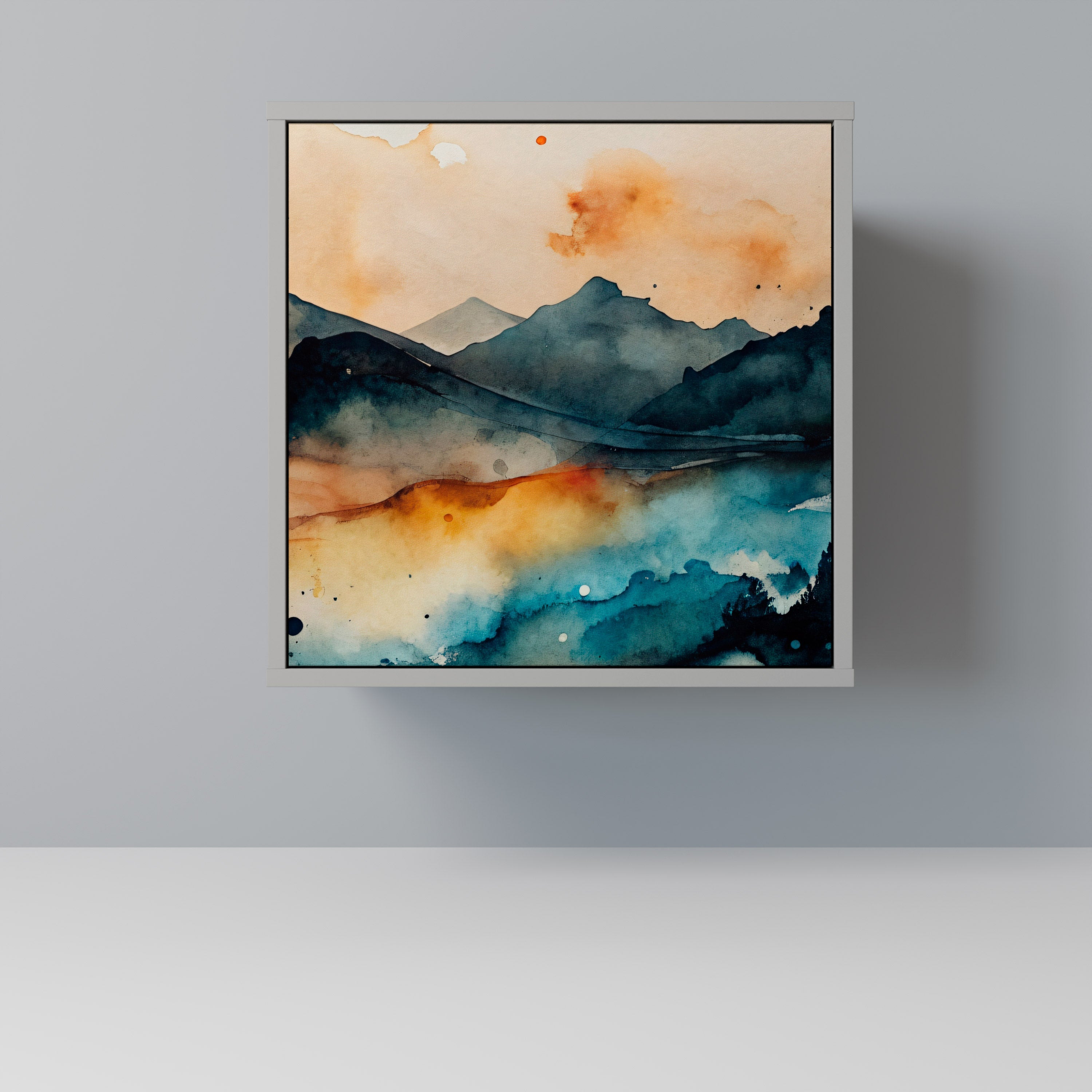 OMINOUS MOUNTAINS 1-Door Sideboard in Grey Finish