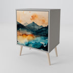 OMINOUS MOUNTAINS 1-Door Sideboard in Grey Finish