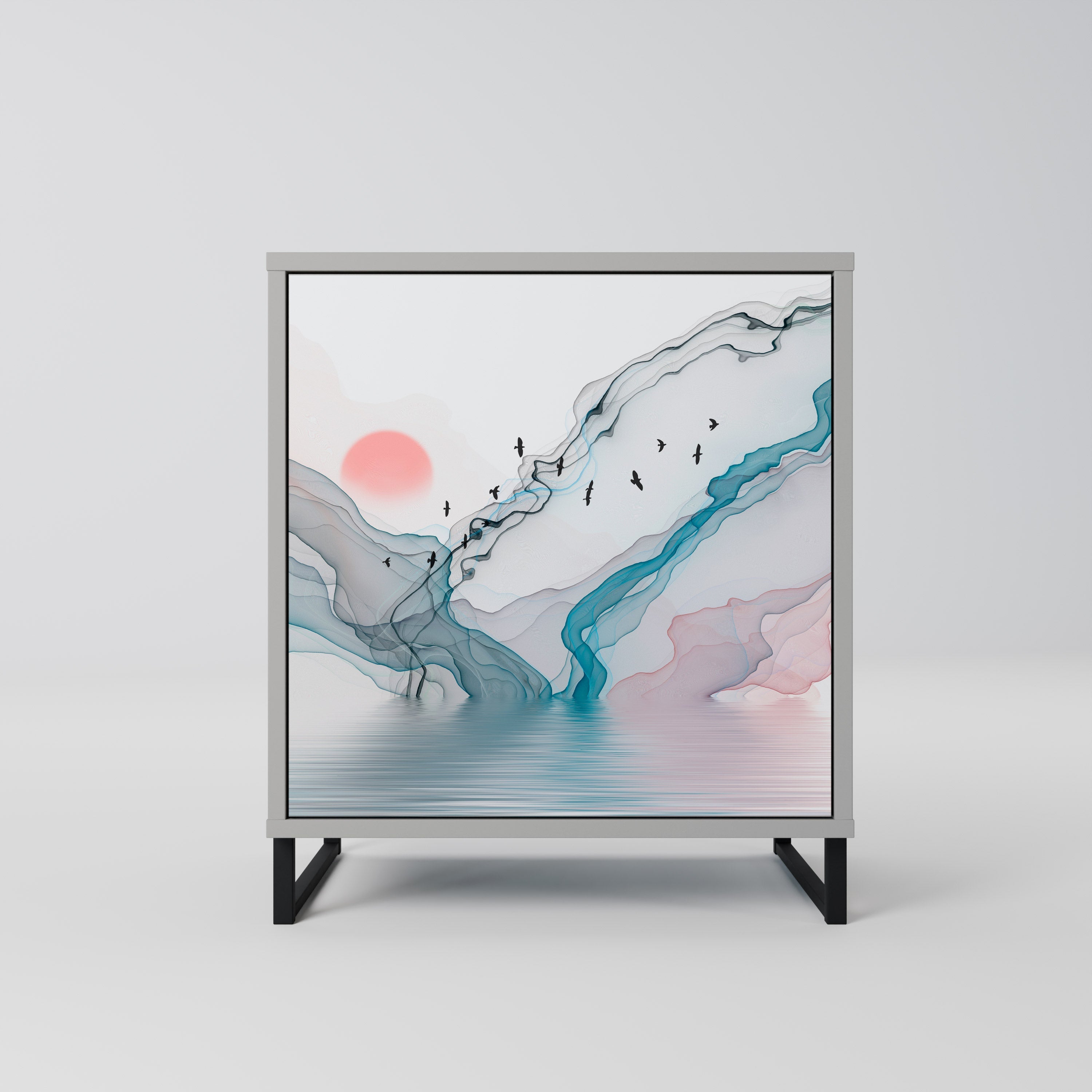 VELVET CROSSING Aparador de 1 Porta em Acabamento Cinzento