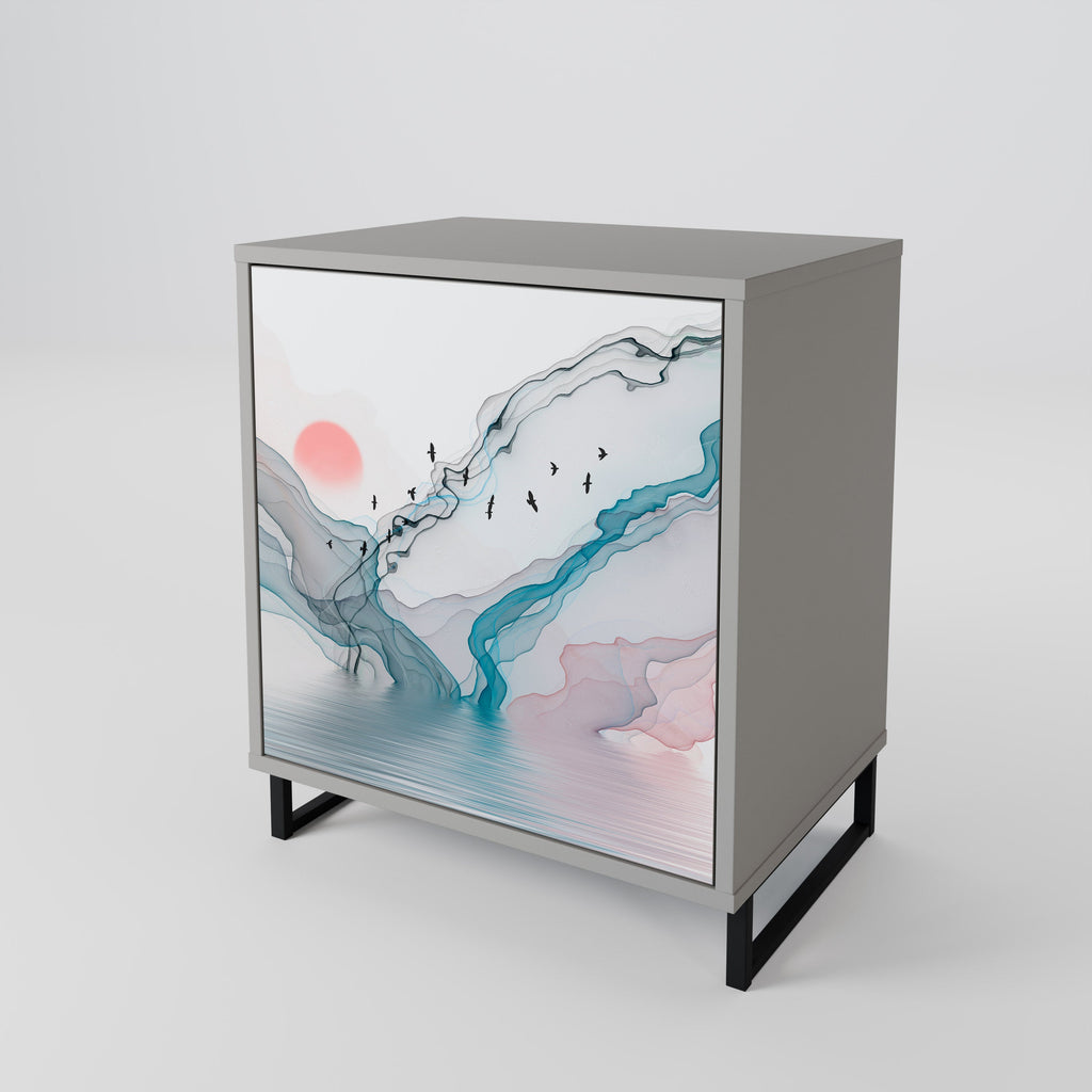 VELVET CROSSING Aparador de 1 Porta em Acabamento Cinzento