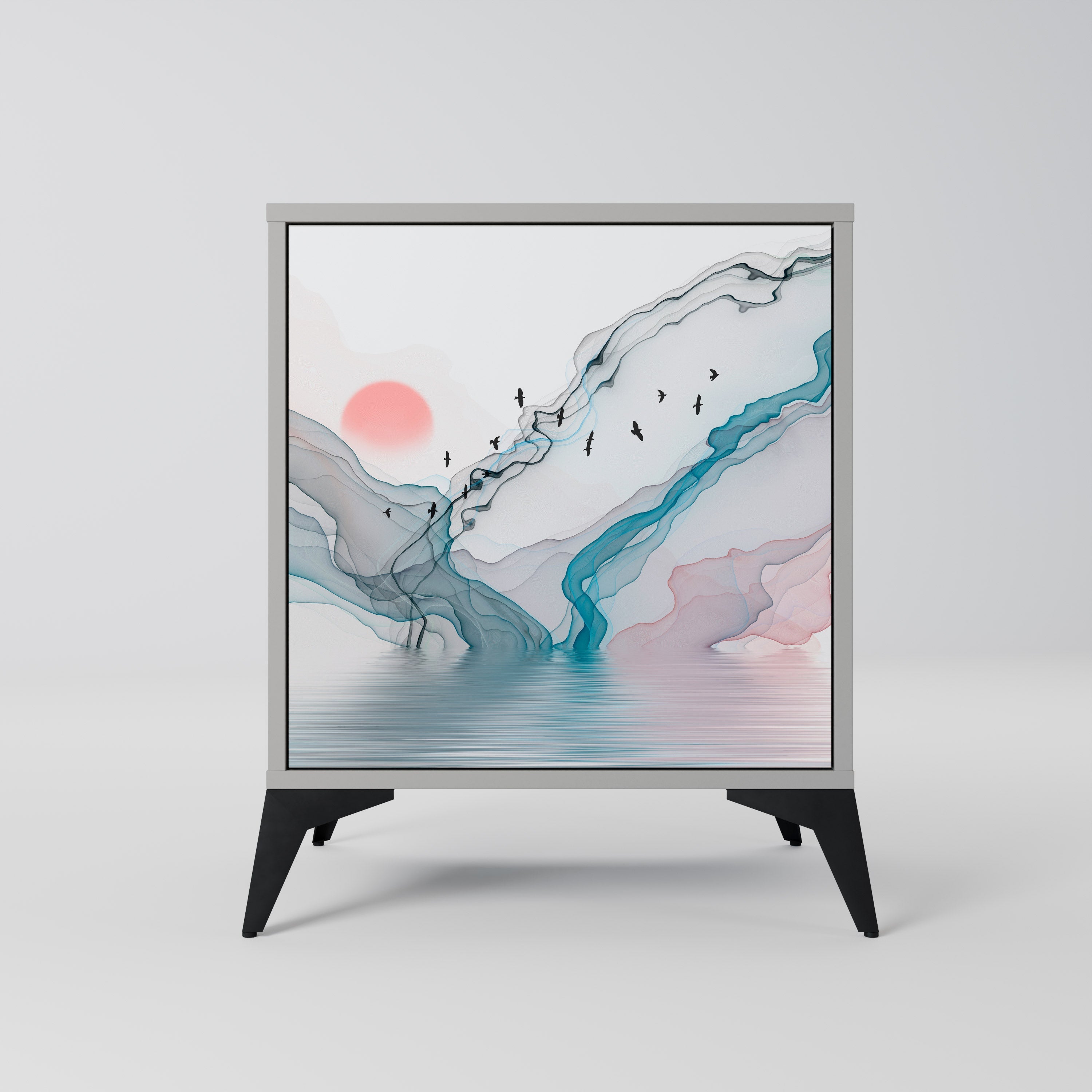 VELVET CROSSING Aparador de 1 Porta em Acabamento Cinzento