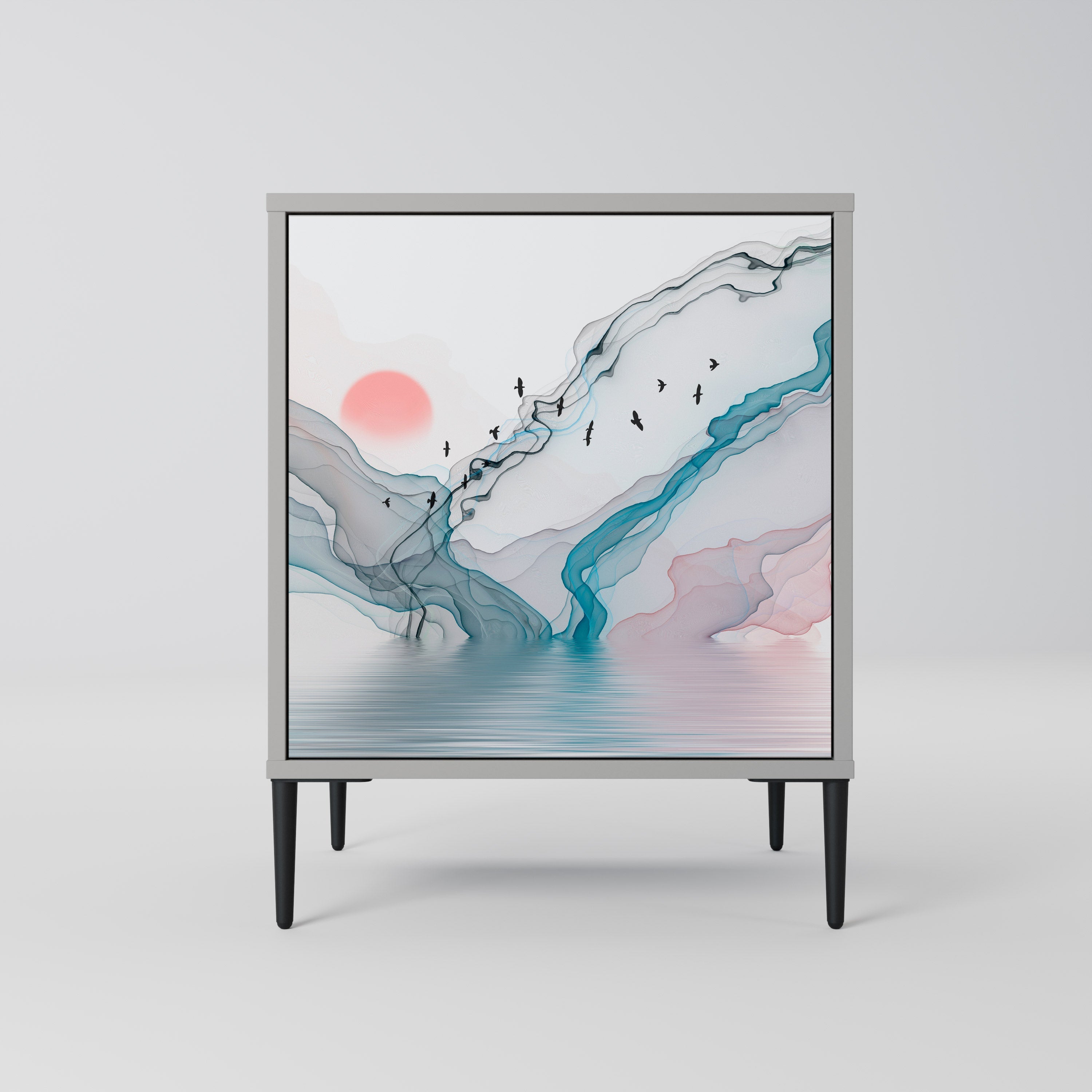 VELVET CROSSING Aparador de 1 Porta em Acabamento Cinzento