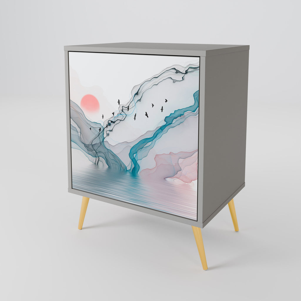 VELVET CROSSING Aparador de 1 Porta em Acabamento Cinzento