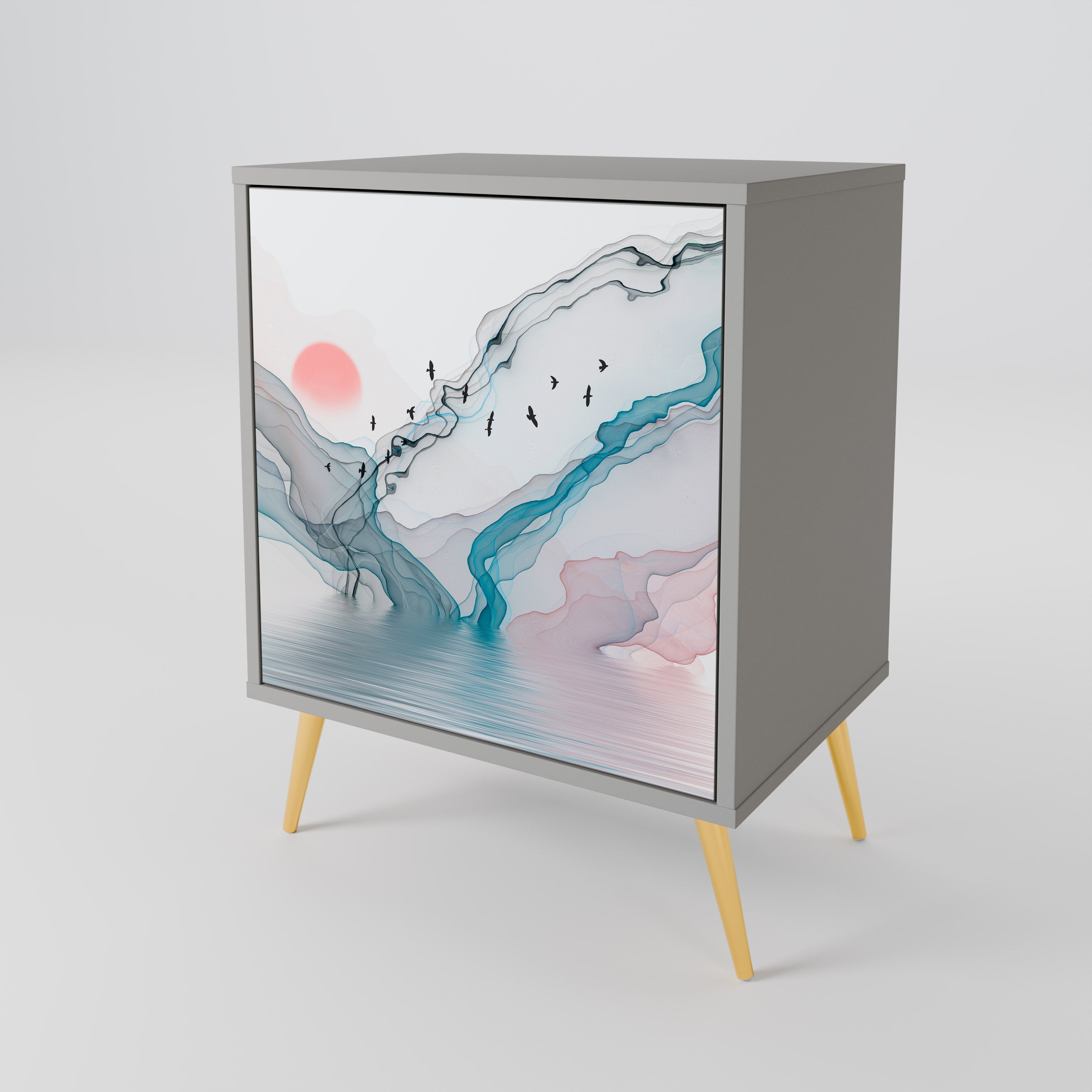 VELVET CROSSING Aparador de 1 Porta em Acabamento Cinzento