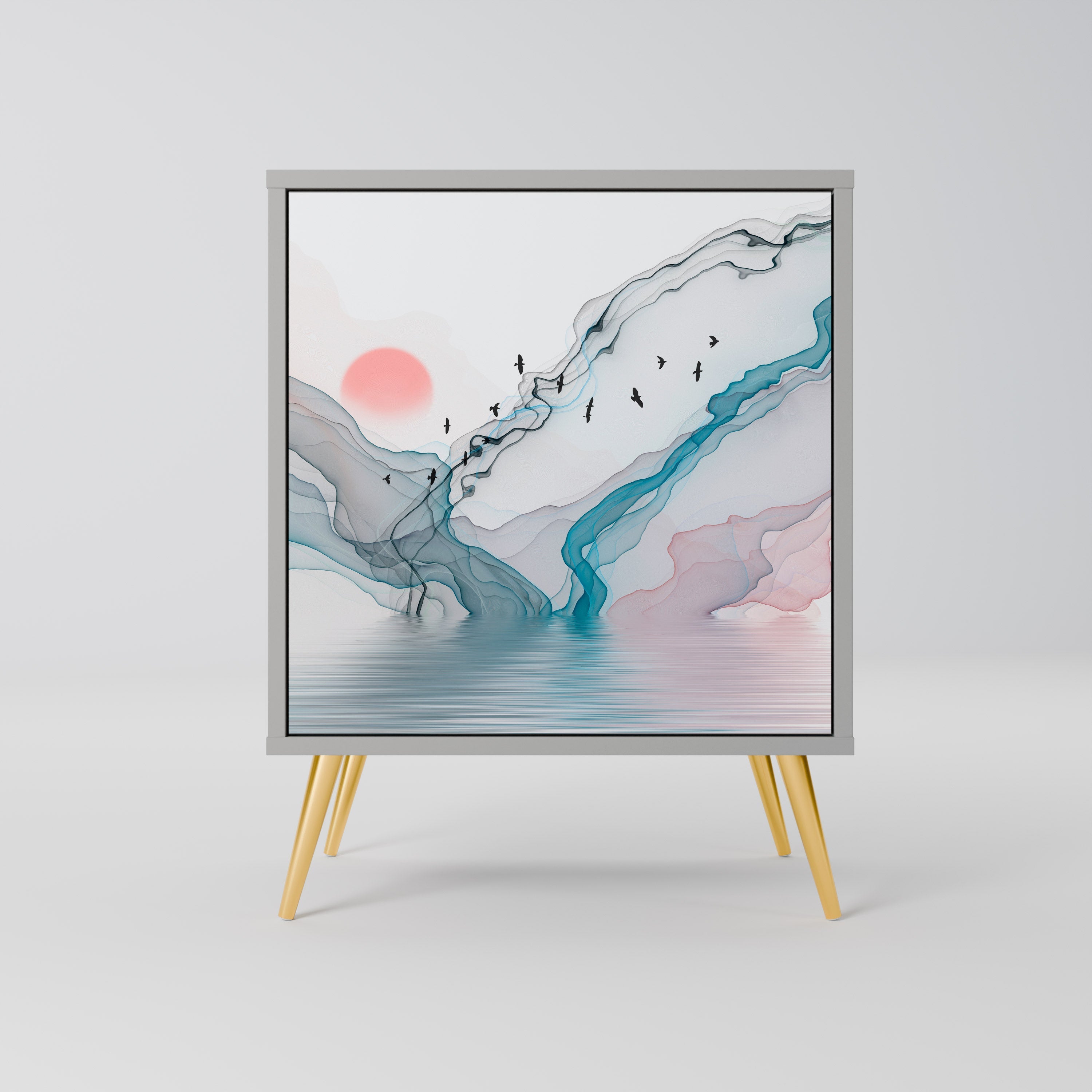 VELVET CROSSING Aparador de 1 Porta em Acabamento Cinzento