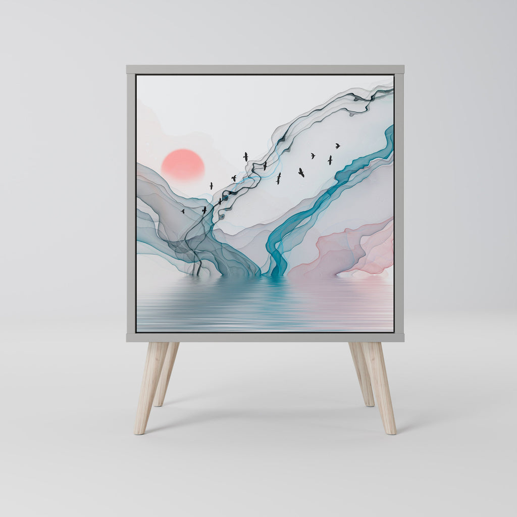 VELVET CROSSING Aparador de 1 Porta em Acabamento Cinzento