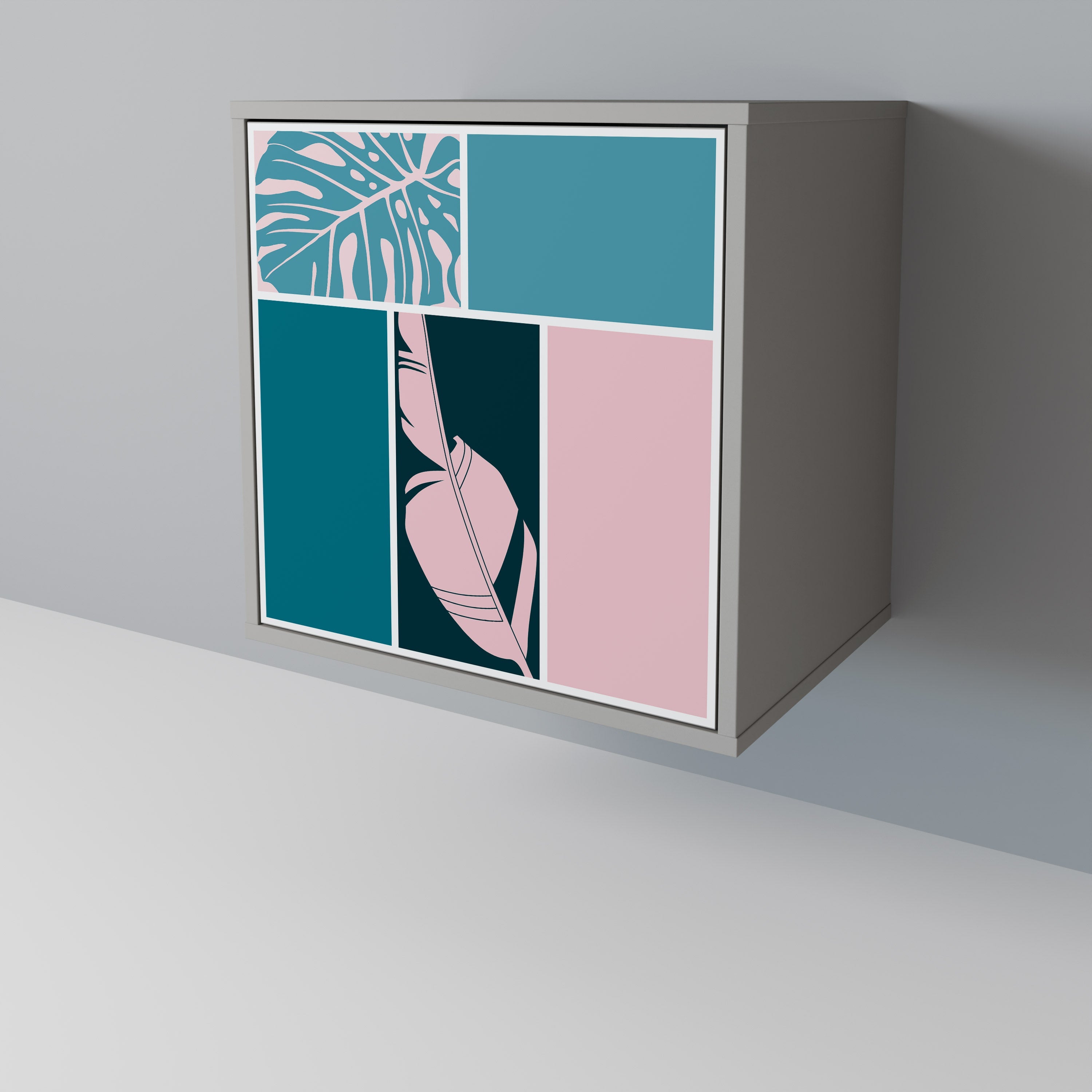 COMBINATION OF SHAPES 1-Door Sideboard in Grey Finish