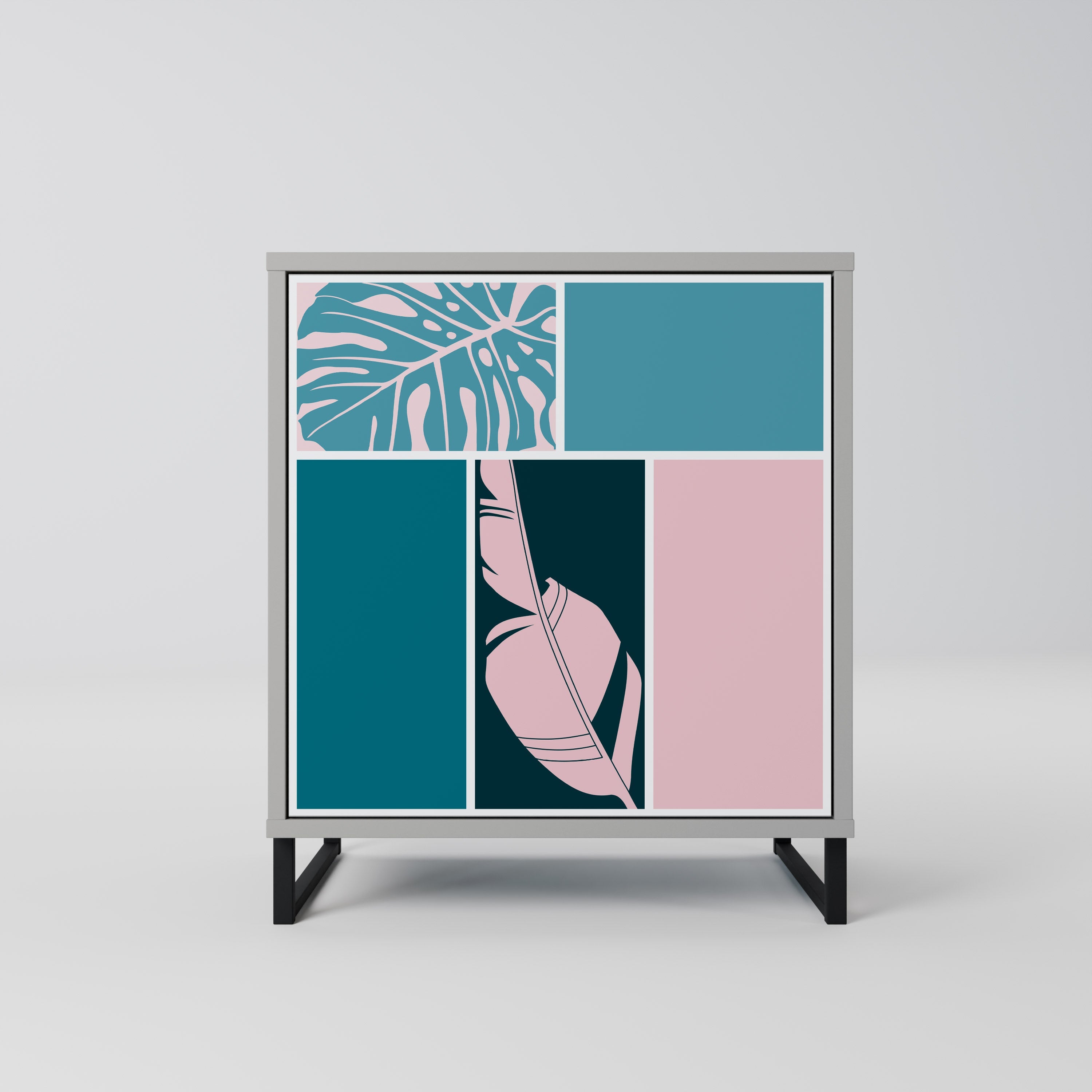 COMBINATION OF SHAPES Aparador de 1 Porta em Acabamento Cinzento