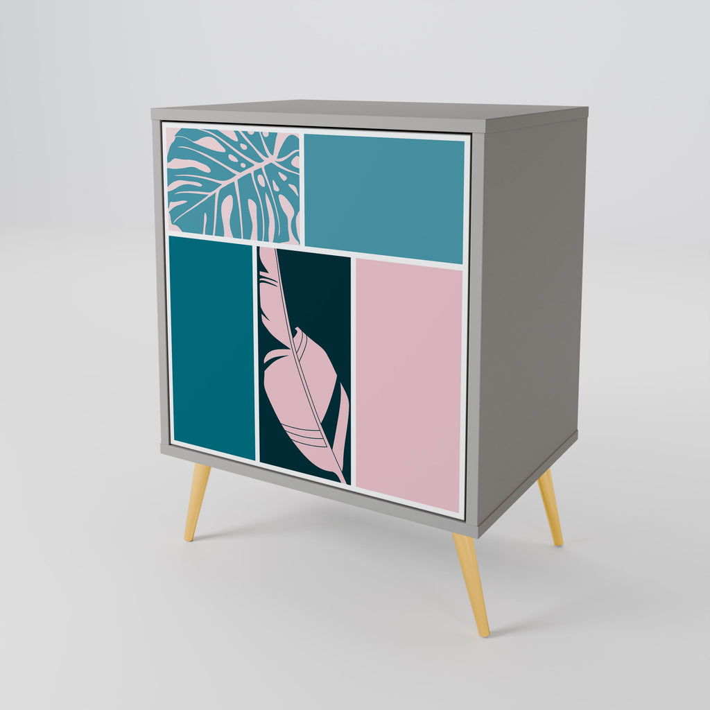 COMBINATION OF SHAPES 1-Door Sideboard in Grey Finish