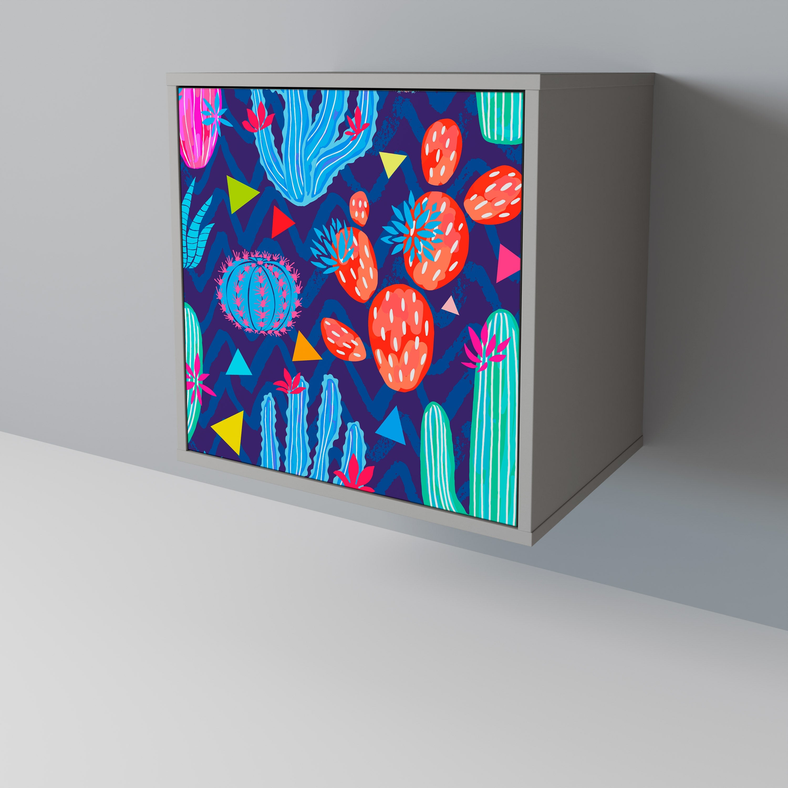 CACTUS VIBES Aparador de 1 Porta em Acabamento Cinzento