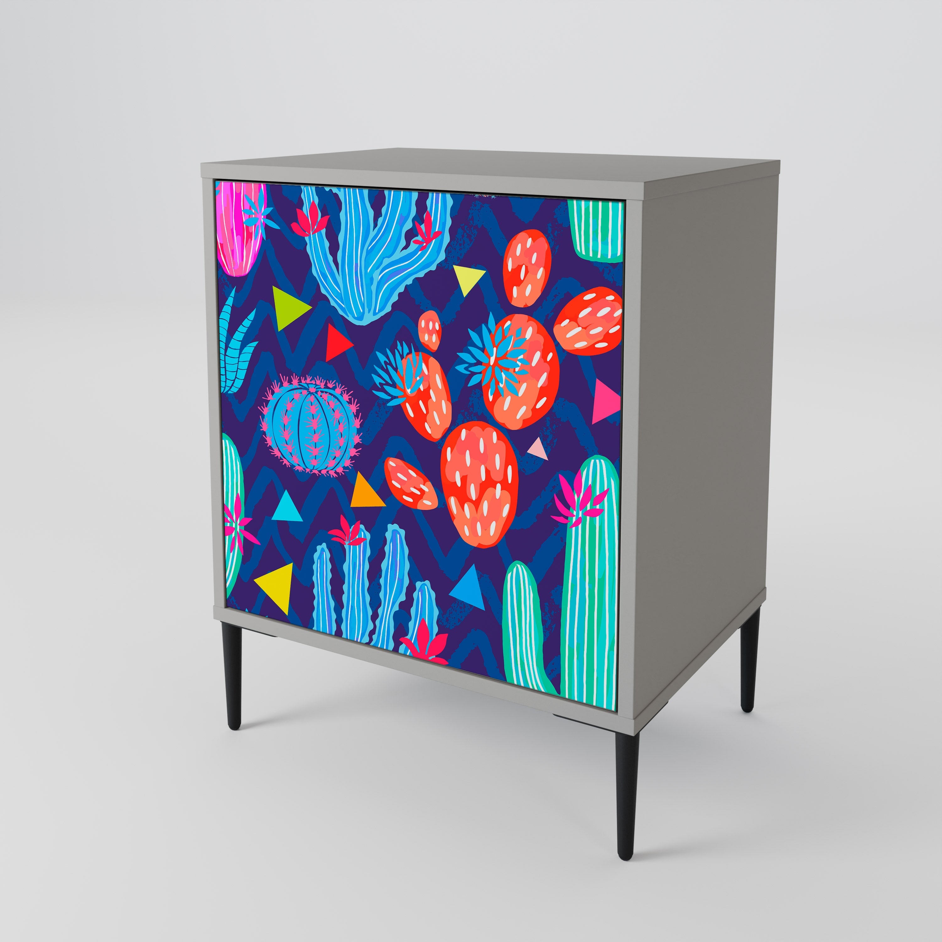 CACTUS VIBES 1-Door Sideboard in Grey Finish