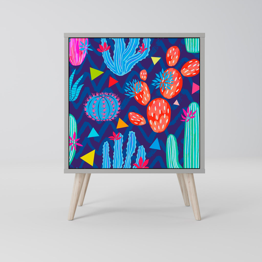 CACTUS VIBES Aparador de 1 Porta em Acabamento Cinzento