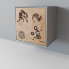 AFRICAN STYLE Aparador de 1 Porta em Acabamento Cinzento